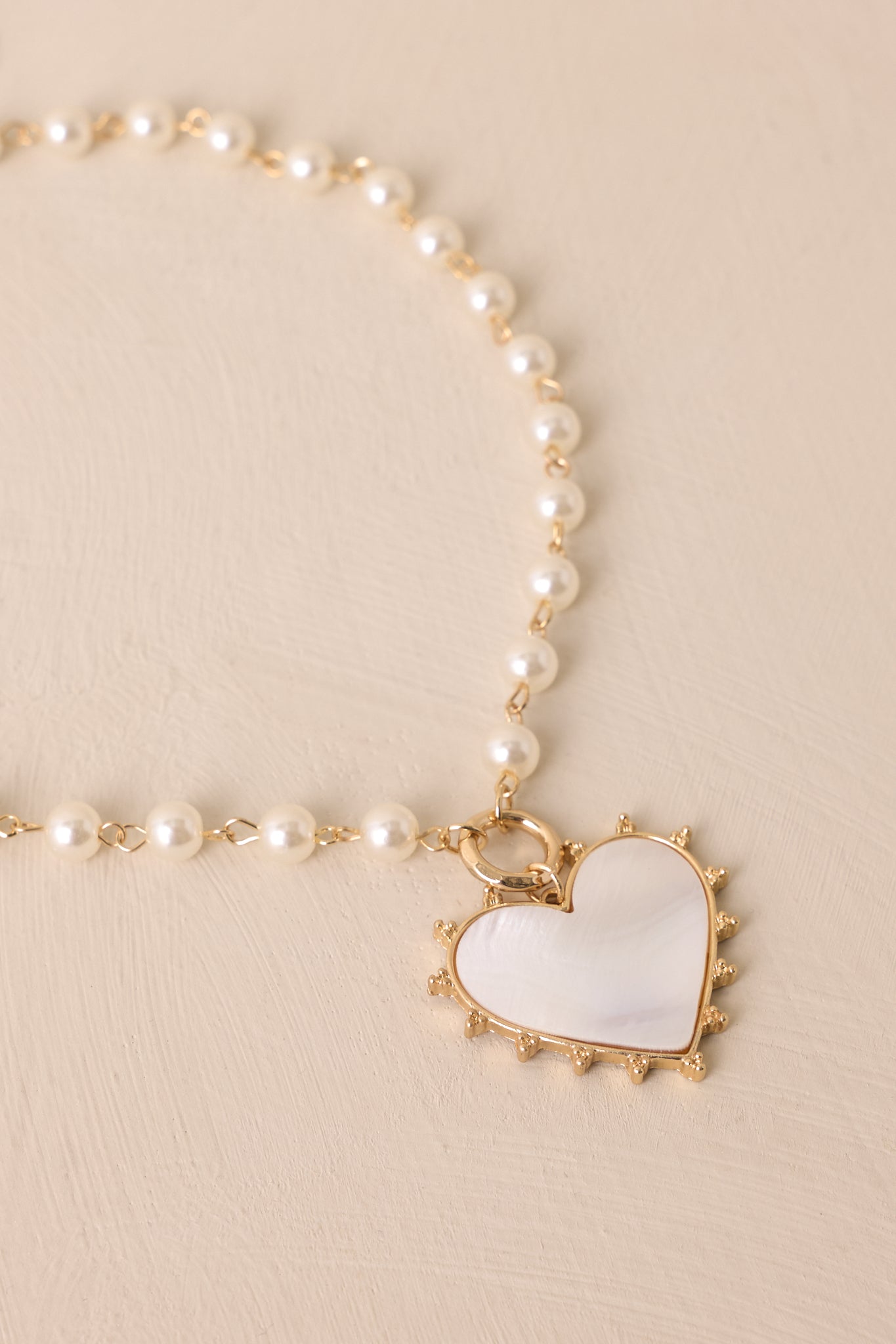 Close To Me Ivory Pearl Heart Pendant Necklace