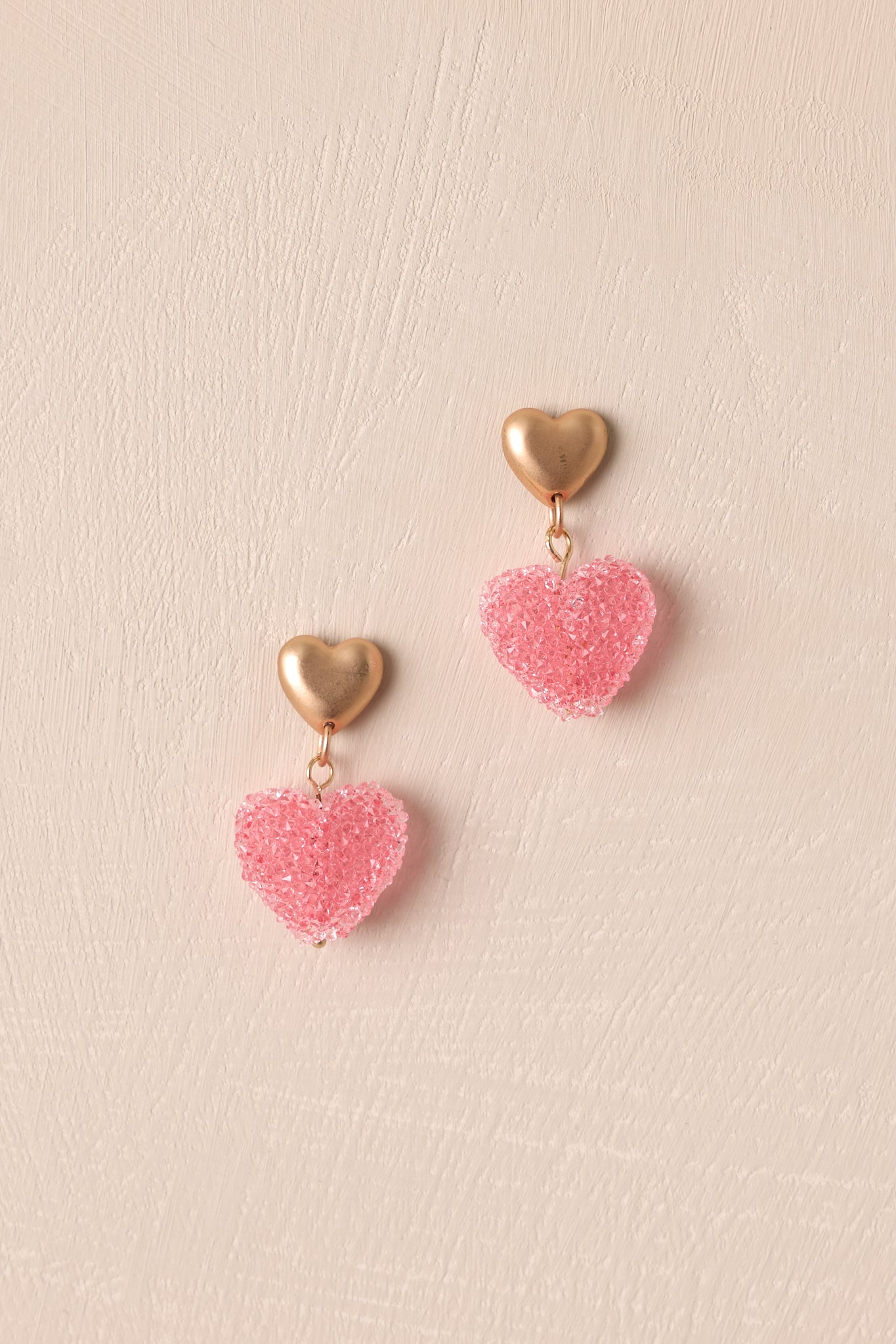 Sugar Coated Pink Heart Dangle Earrings