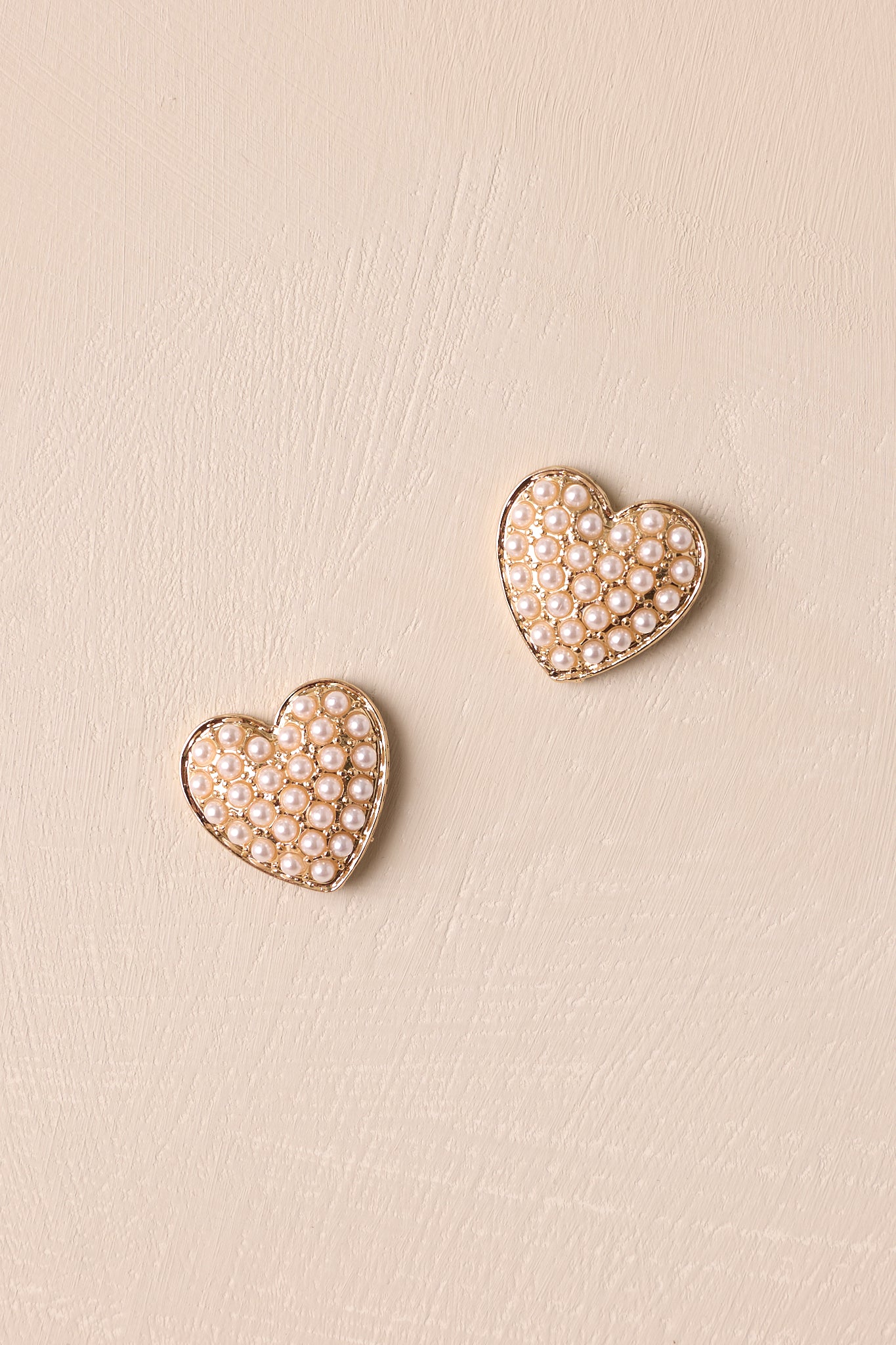 Echo of Frosted Love Gold & Ivory Heart Earrings