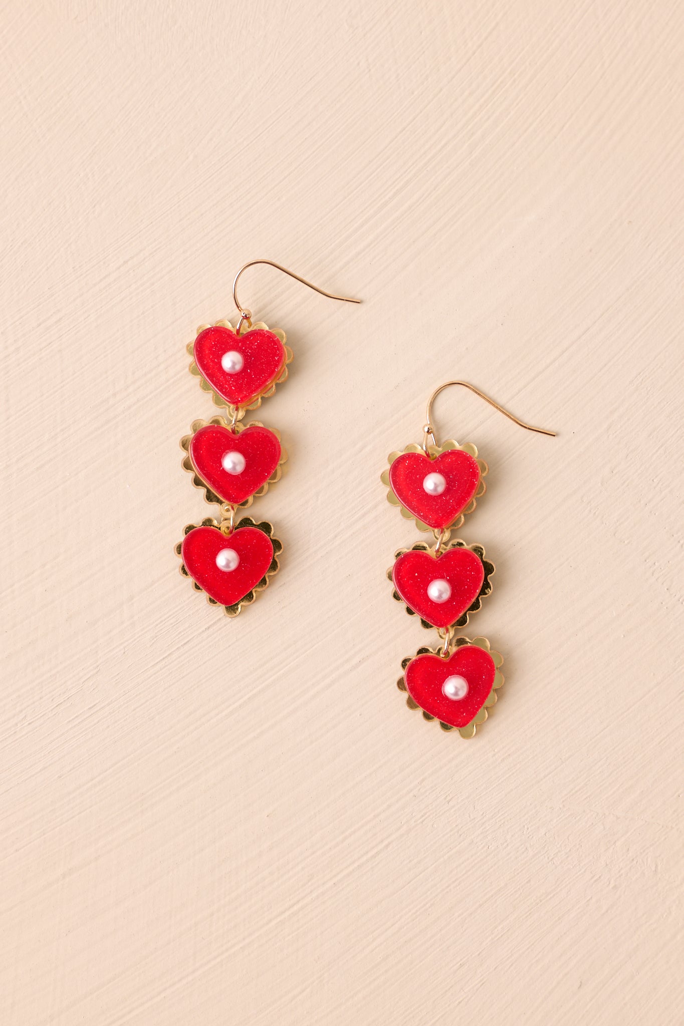 Cherry Pie Red Heart Dangle Earrings