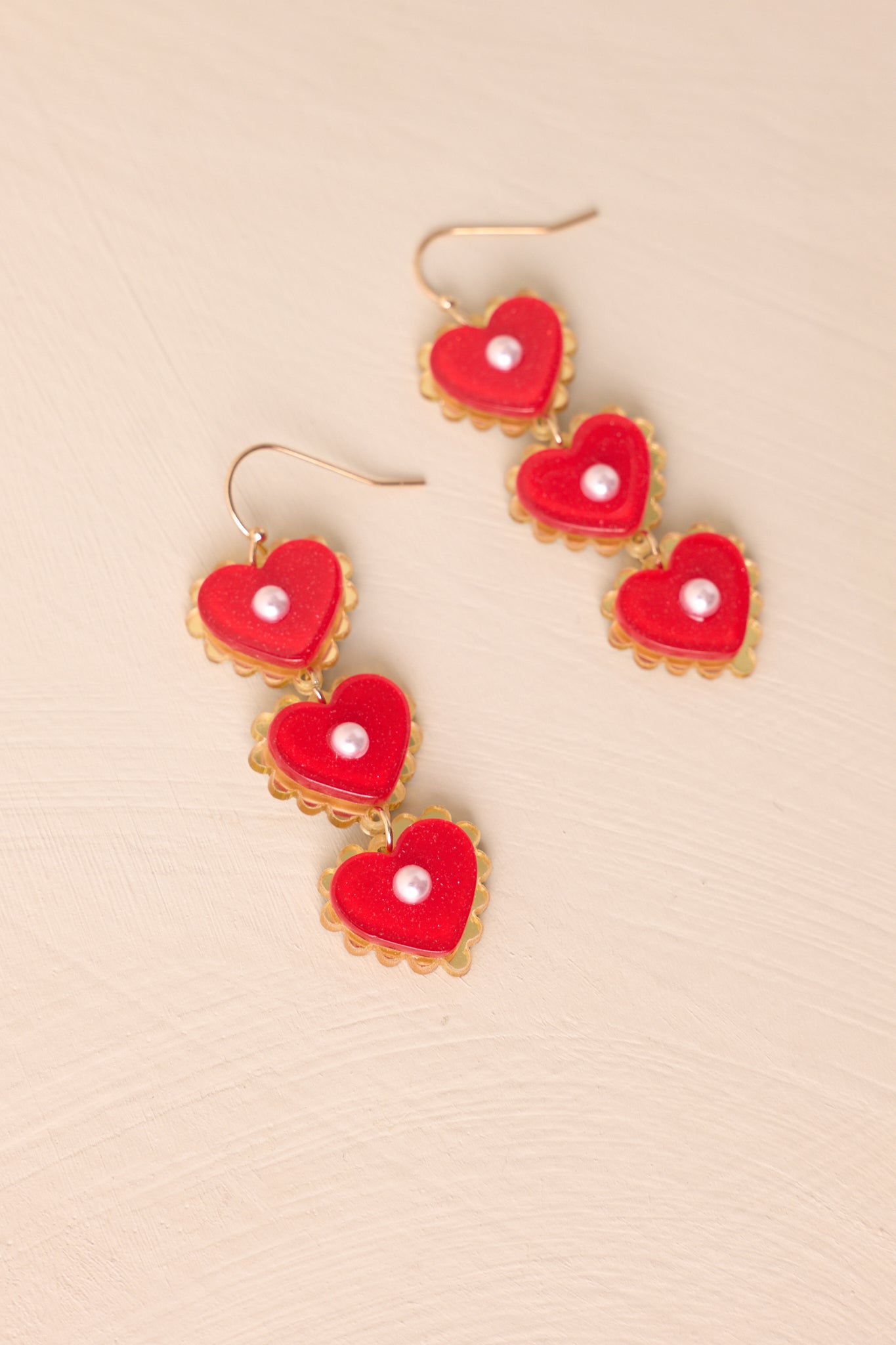 Cherry Pie Red Heart Dangle Earrings