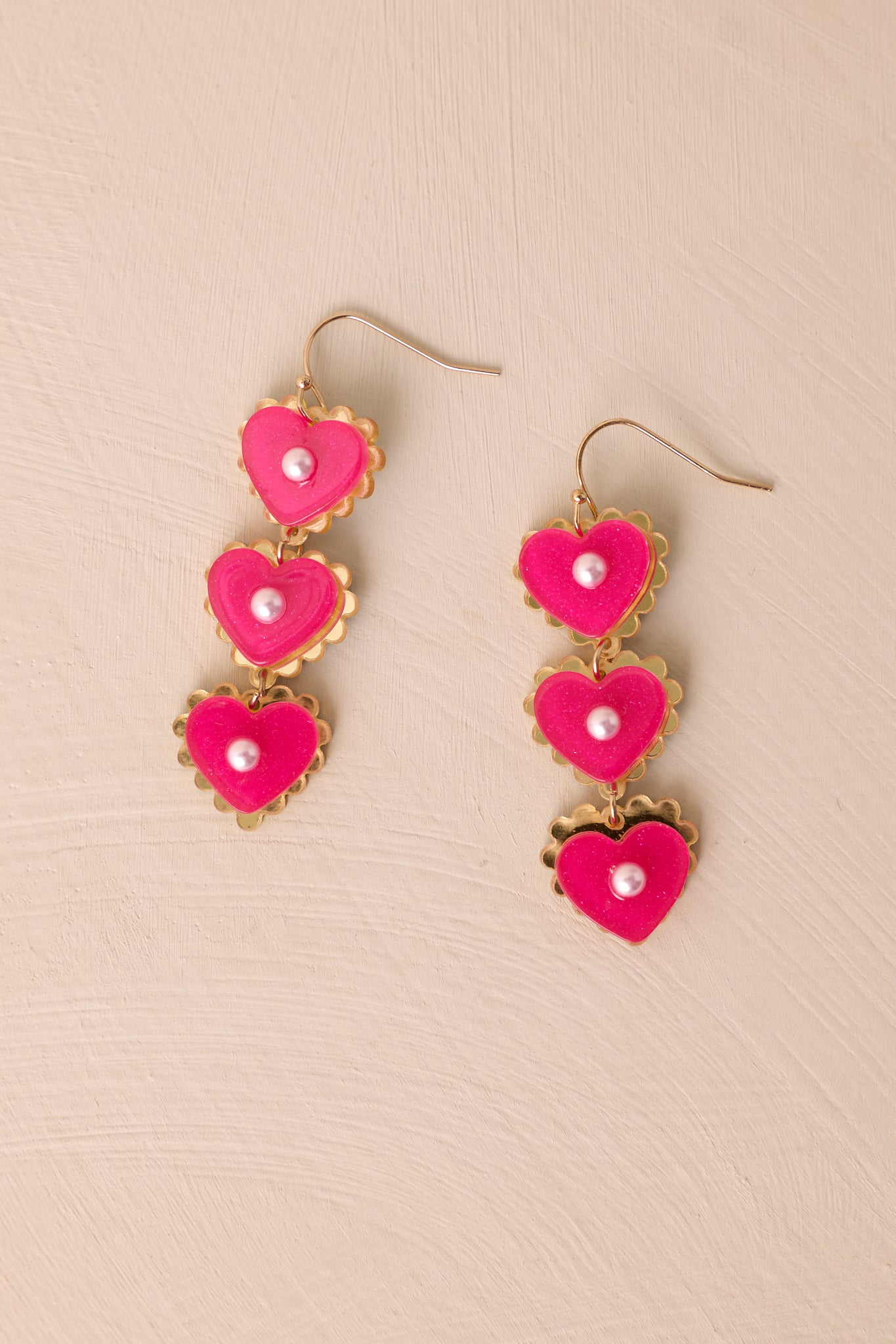 Cherry Pie Pink Heart Dangle Earrings