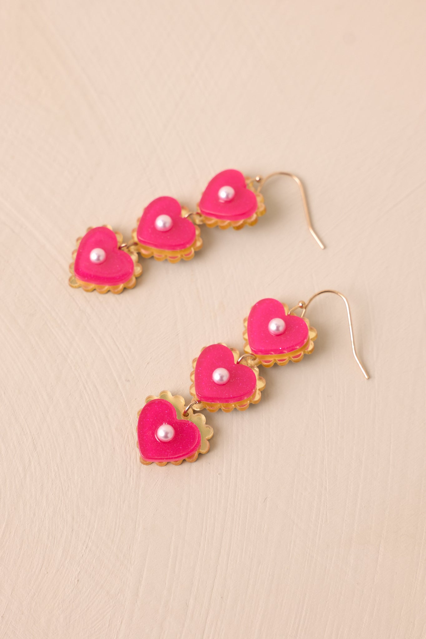 Cherry Pie Pink Heart Dangle Earrings