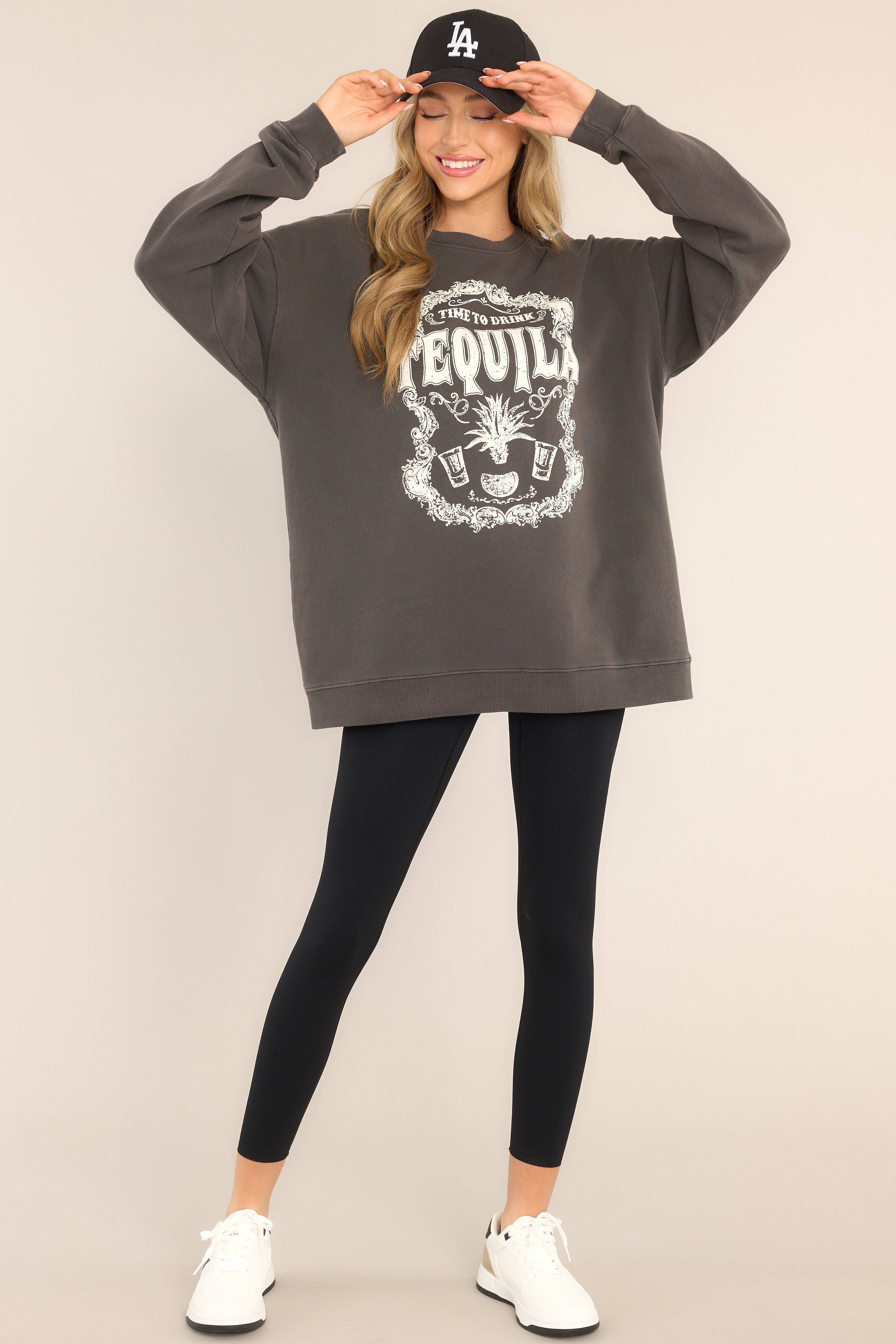 Tequila Time Charcoal Oversized Sweatshirt