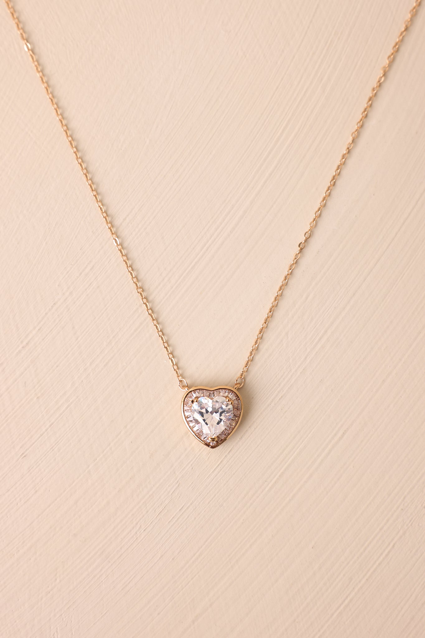 Just Being Me Gold Rhinestone Heart Pendant Necklace