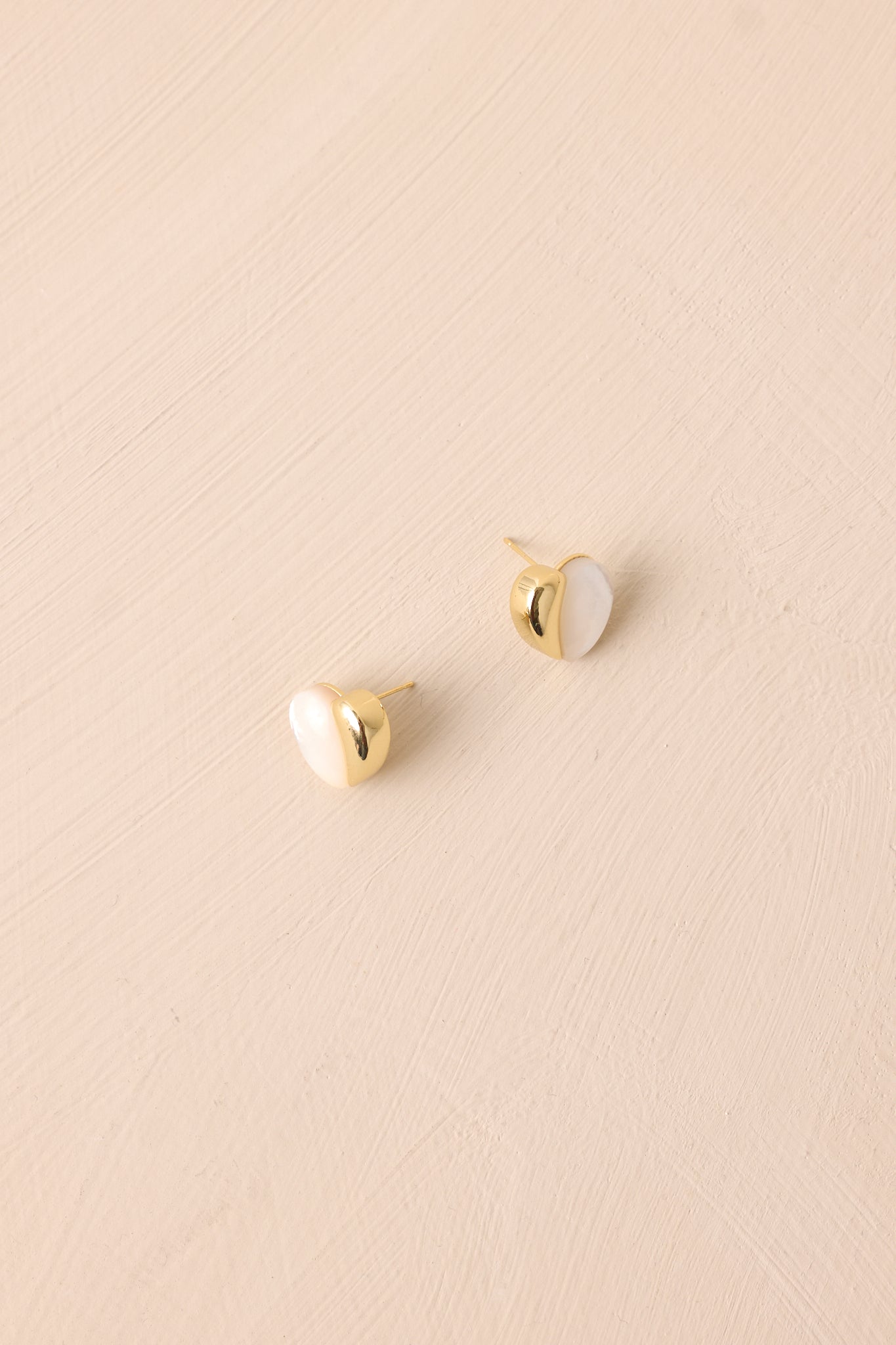 The Fragmented Glow Gold & Pearlescent Heart Earrings