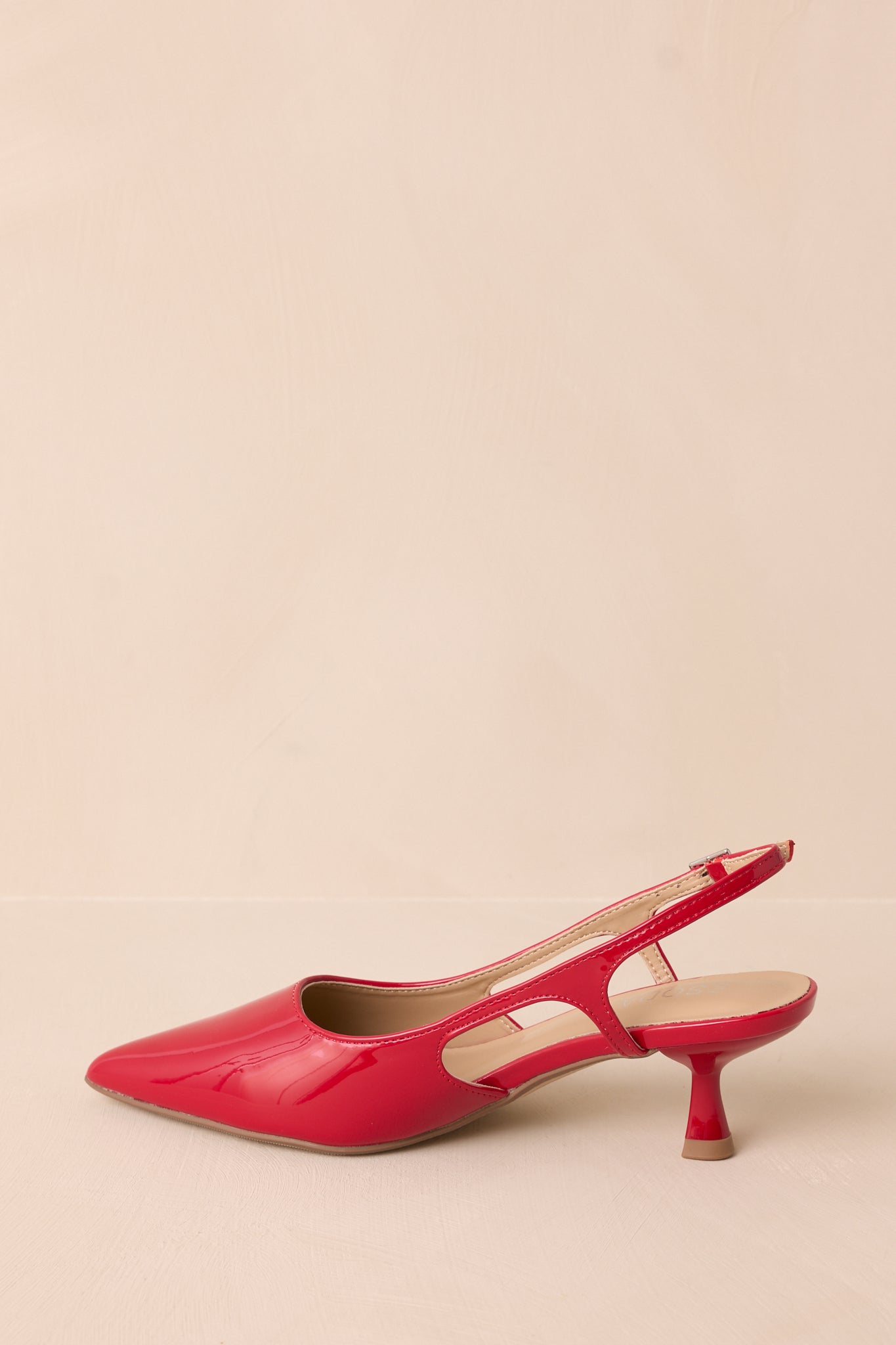 Fiercely Stunned Red Patent Slingback Kitten Heels