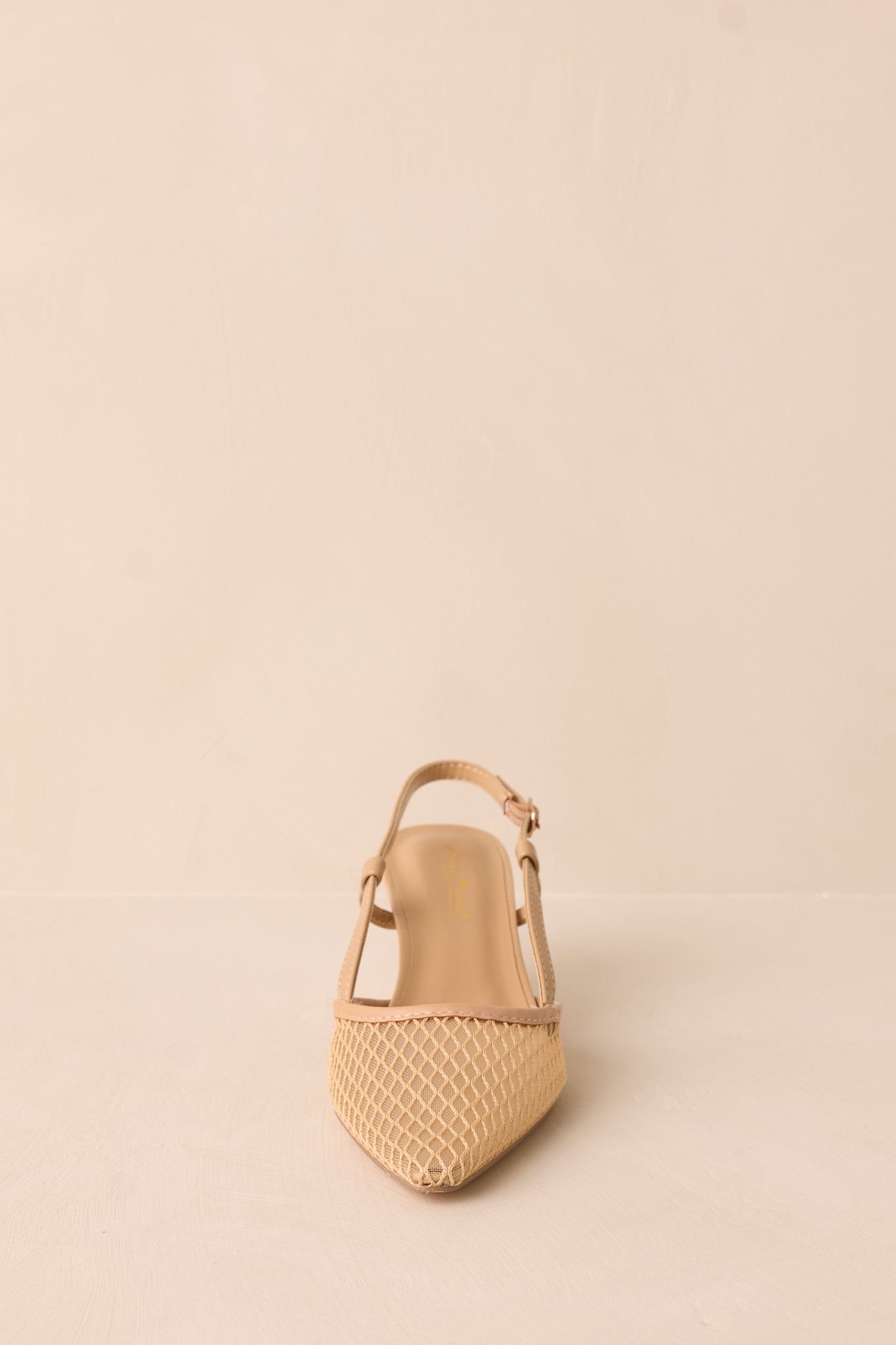 Willow’s Secret Beige Mesh Slingback Kitten Heels