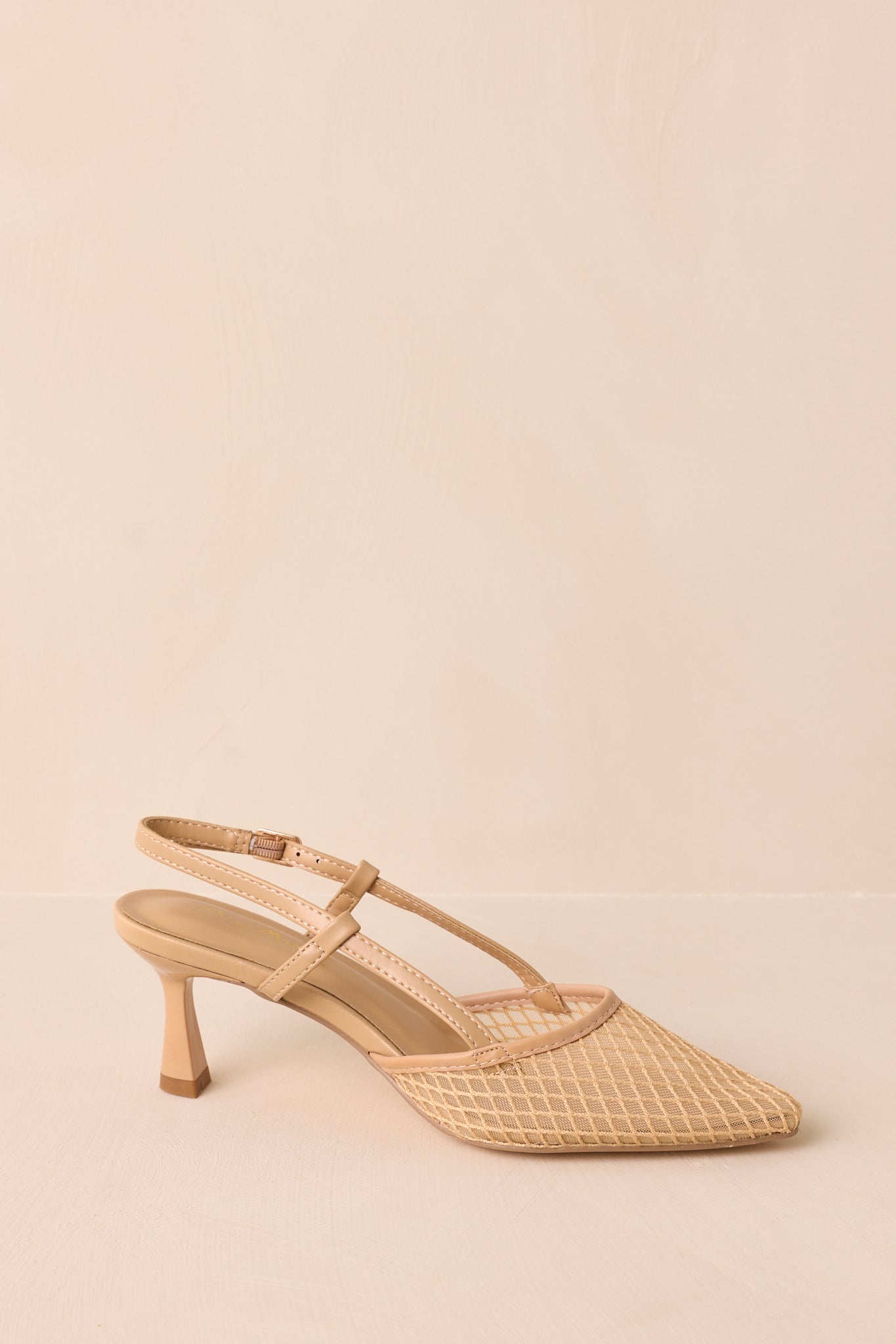 Willow’s Secret Beige Mesh Slingback Kitten Heels