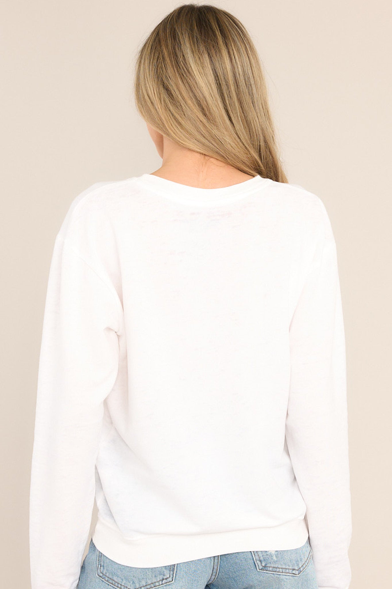 Back view of this sweatshirt that features a crew neckline, the Styx's sixth studio album graphic, ribbed cuffed sleeves, and a ribbed hemline.