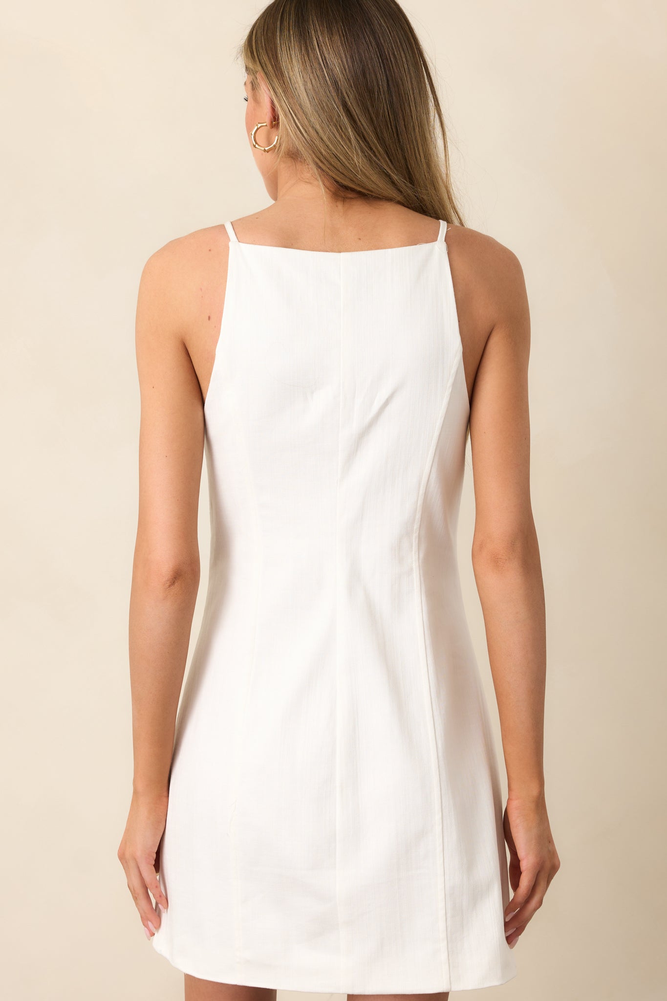 Walking The Boardwalk Ivory Button Front Mini Dress