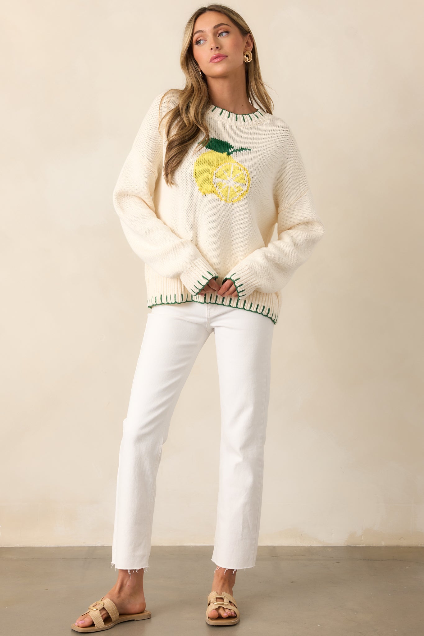 Limoncello Dreams Ivory Knit Sweater