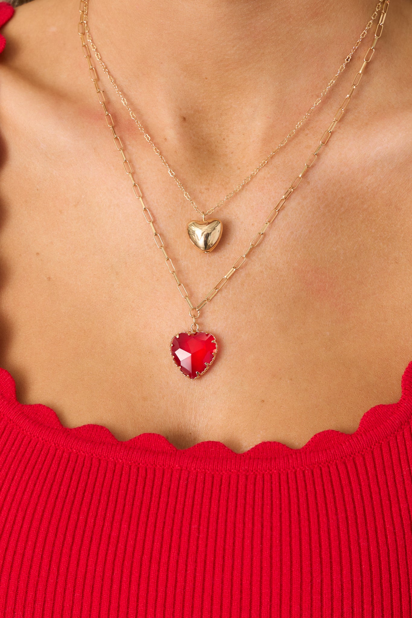 Pieces Of You Gold Layered Heart Necklace