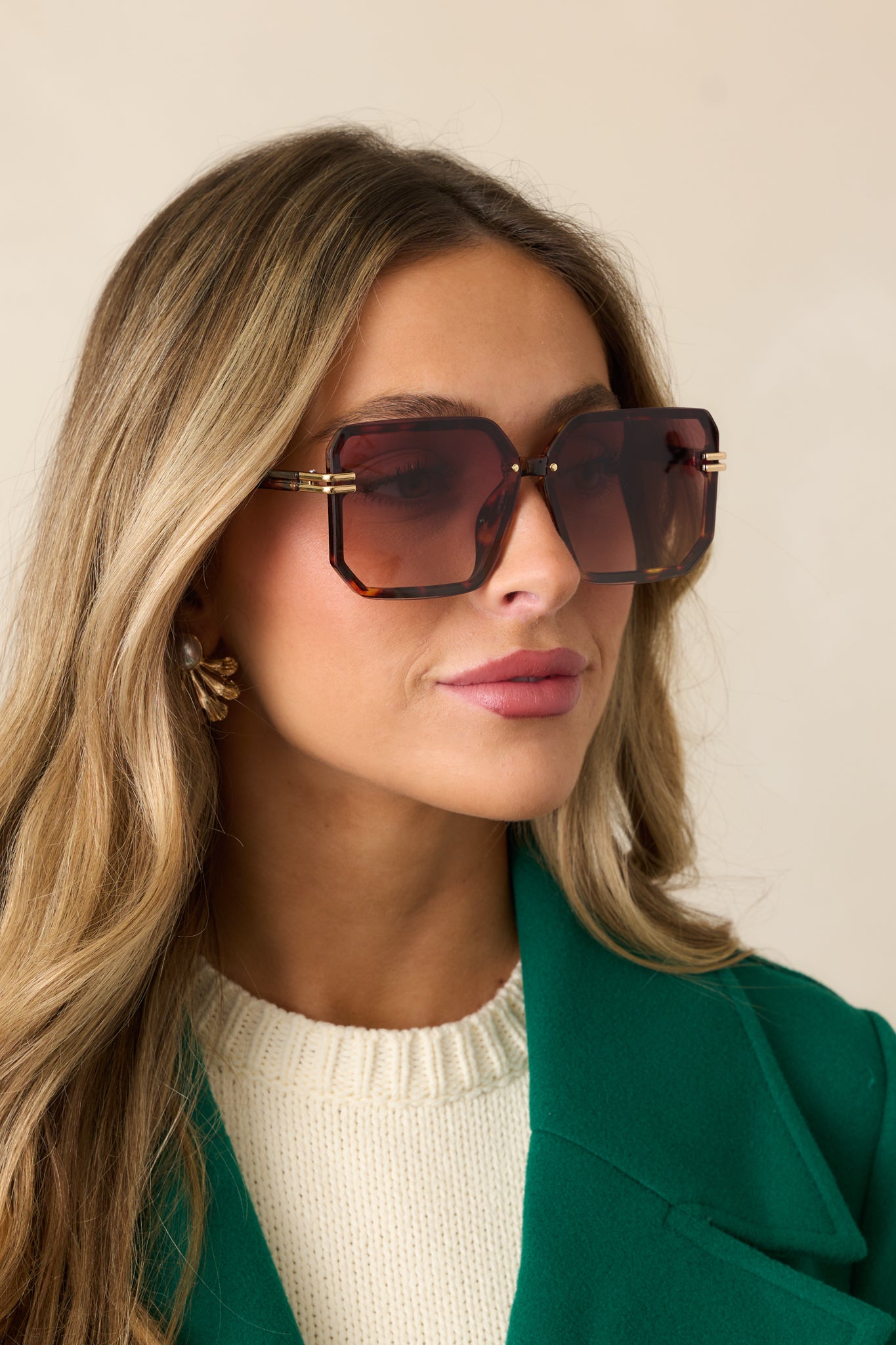 Glistening Lights Tortoise Brown Square Sunglasses