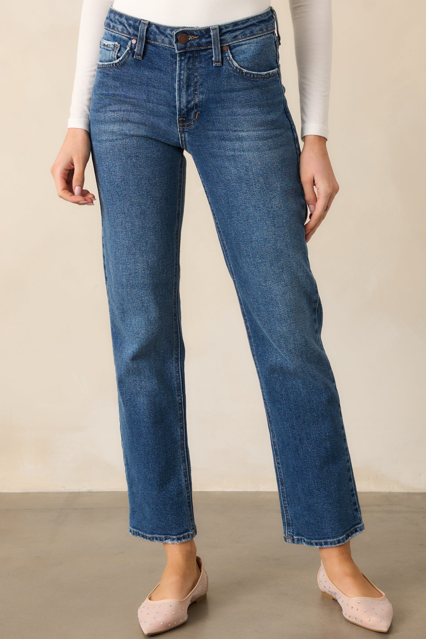 Forever Again Dark Wash Straight Leg Jeans