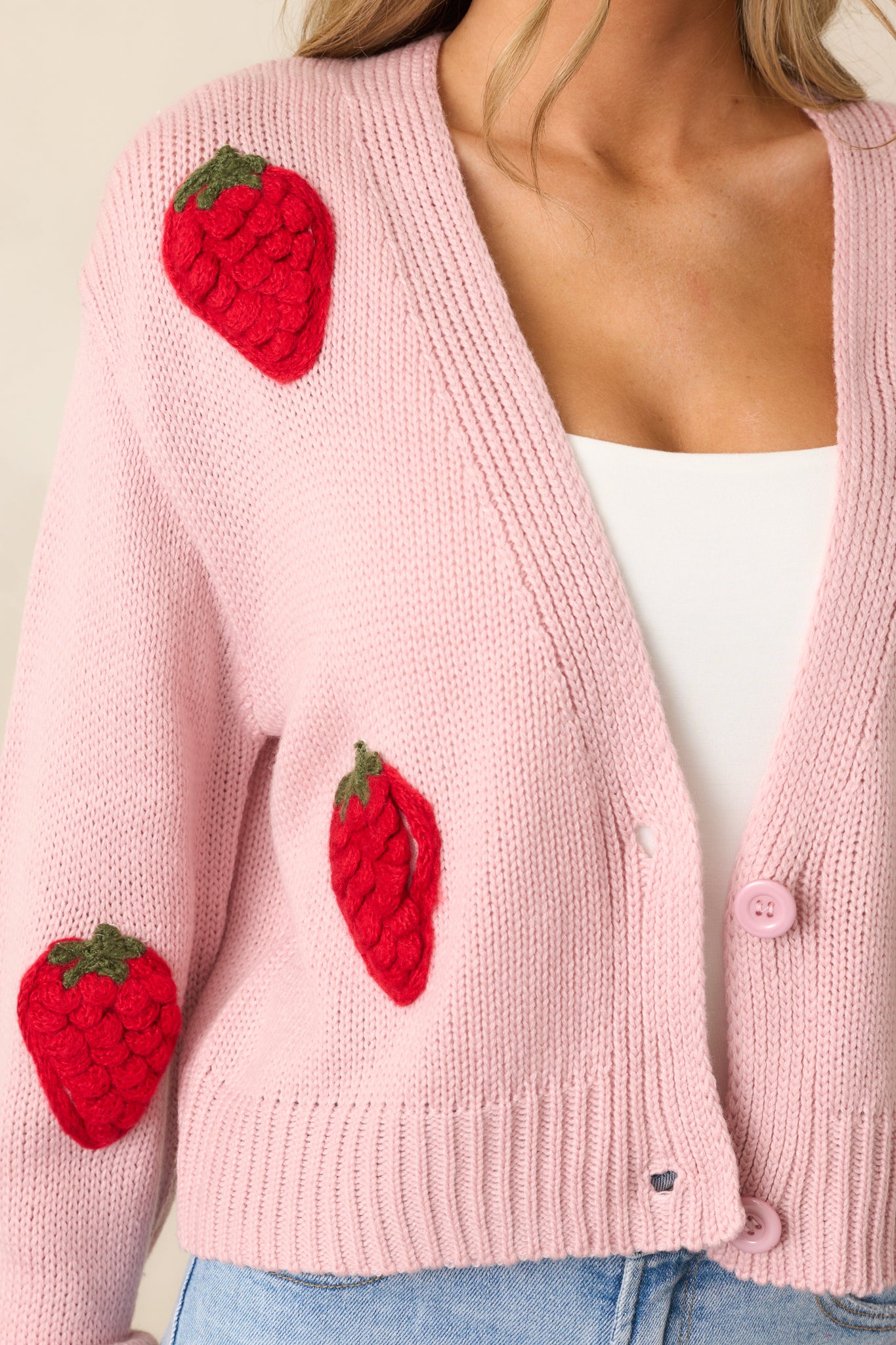 Strawberry Kiss Light Pink Knit Cardigan