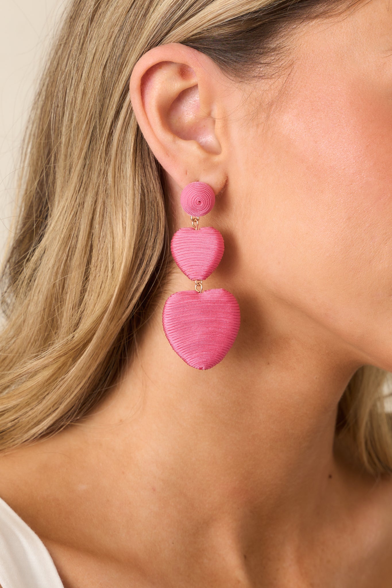 Keep It For Me Pink Heart Drop Earrings