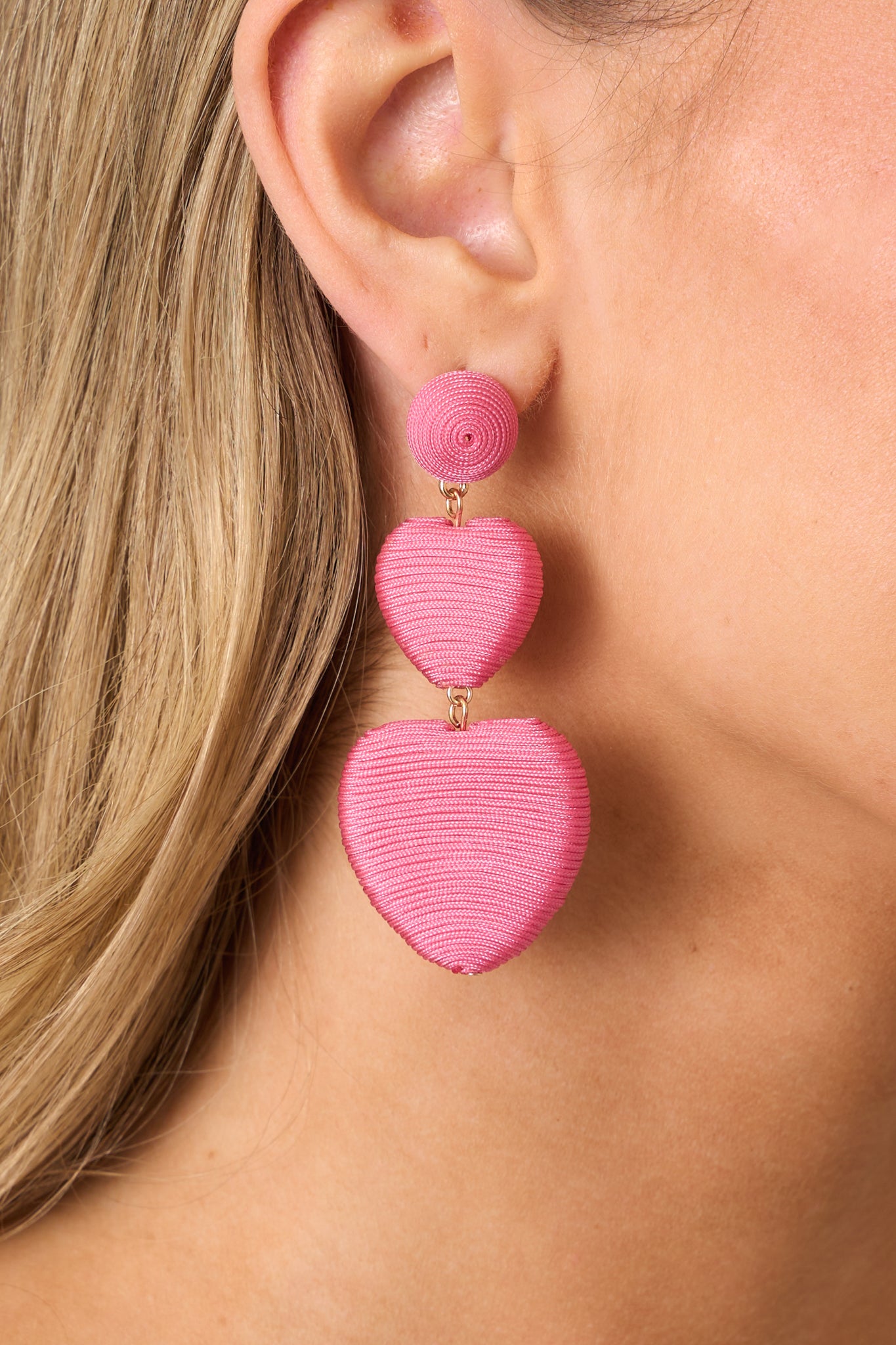 Keep It For Me Pink Heart Drop Earrings