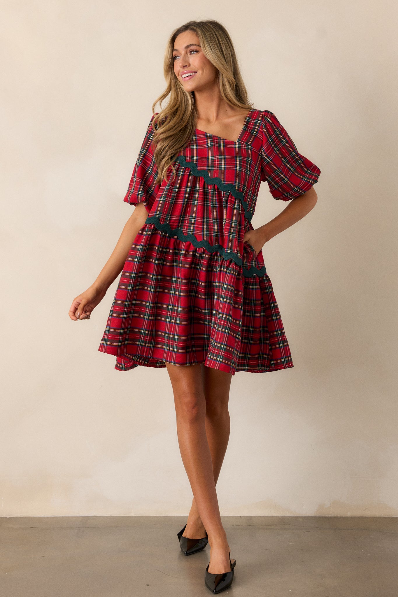 Peace And Joy Red Plaid Dress