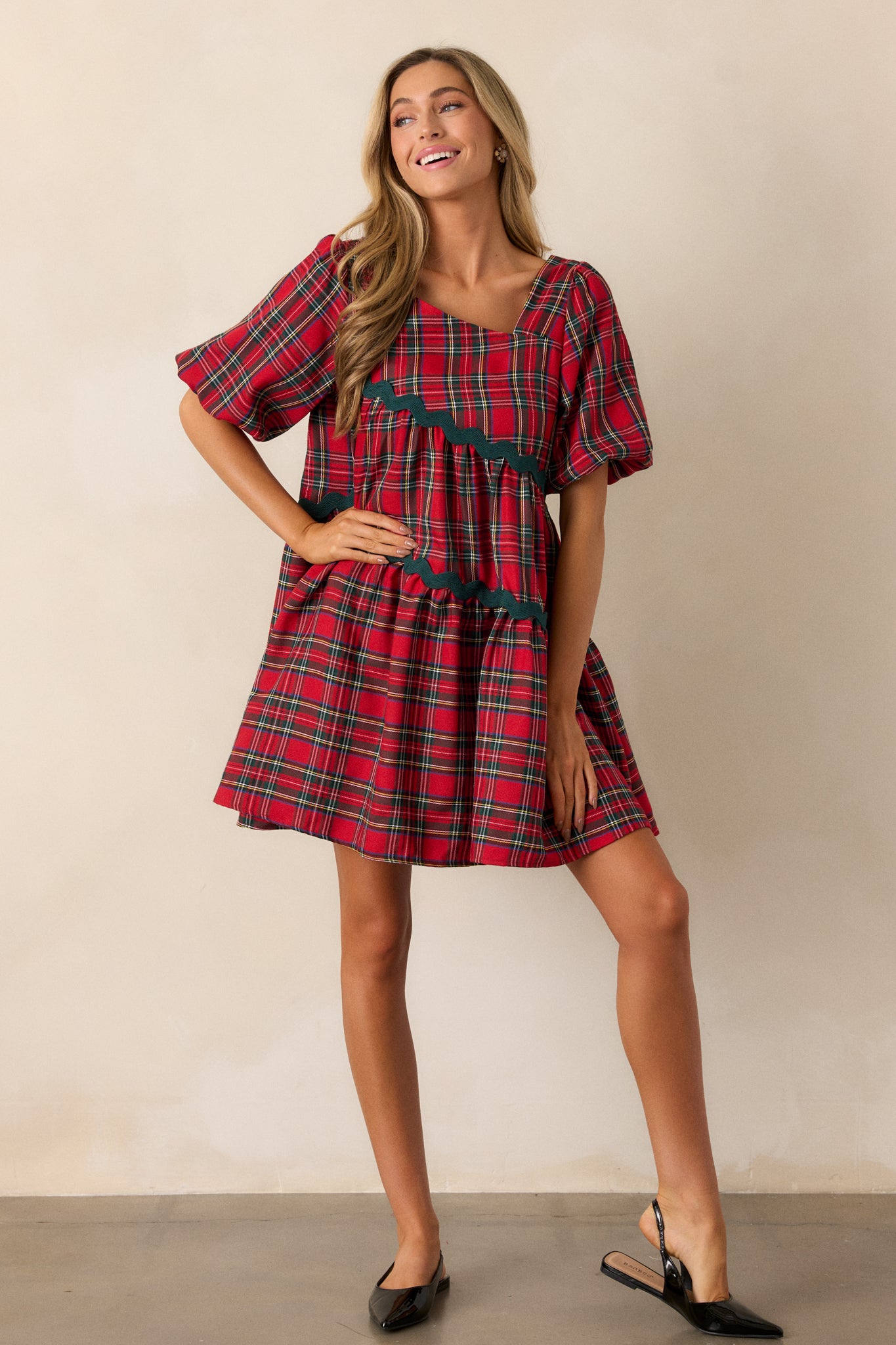 Peace And Joy Red Plaid Dress