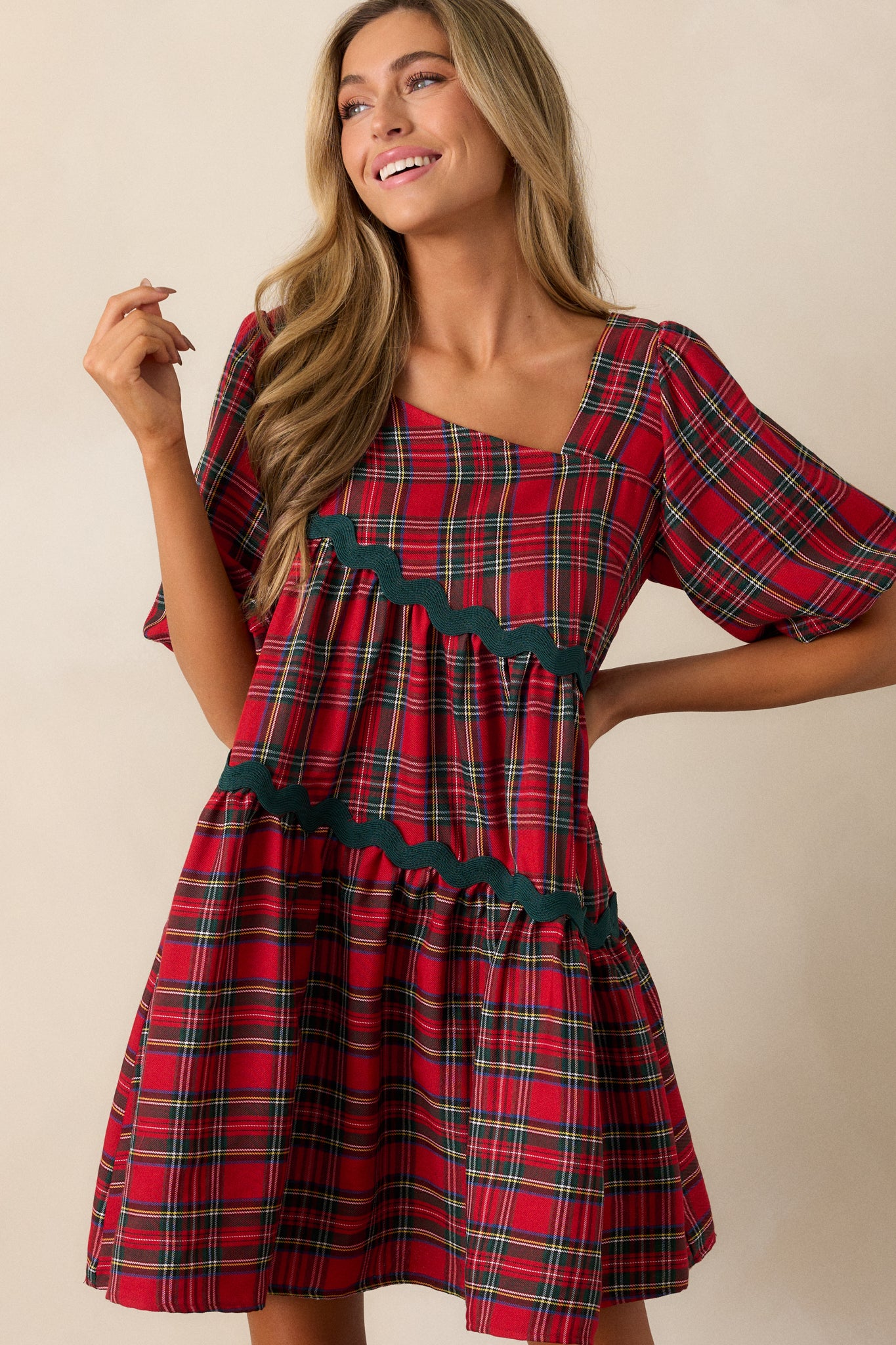 Peace And Joy Red Plaid Dress