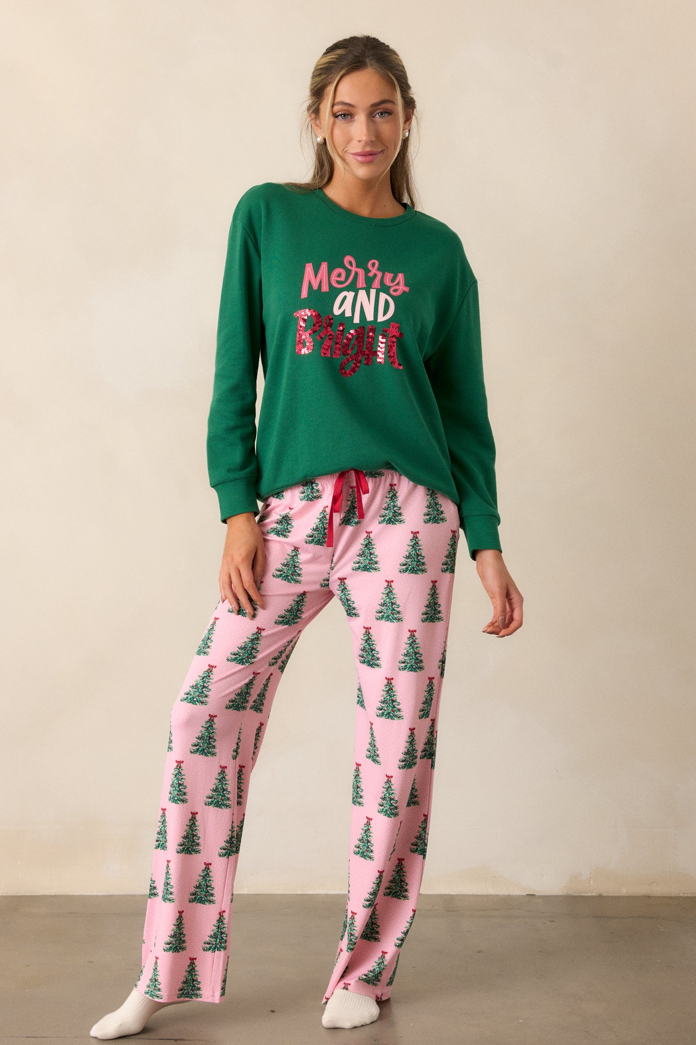 Pine and Peppermint Pink Pajama Pants