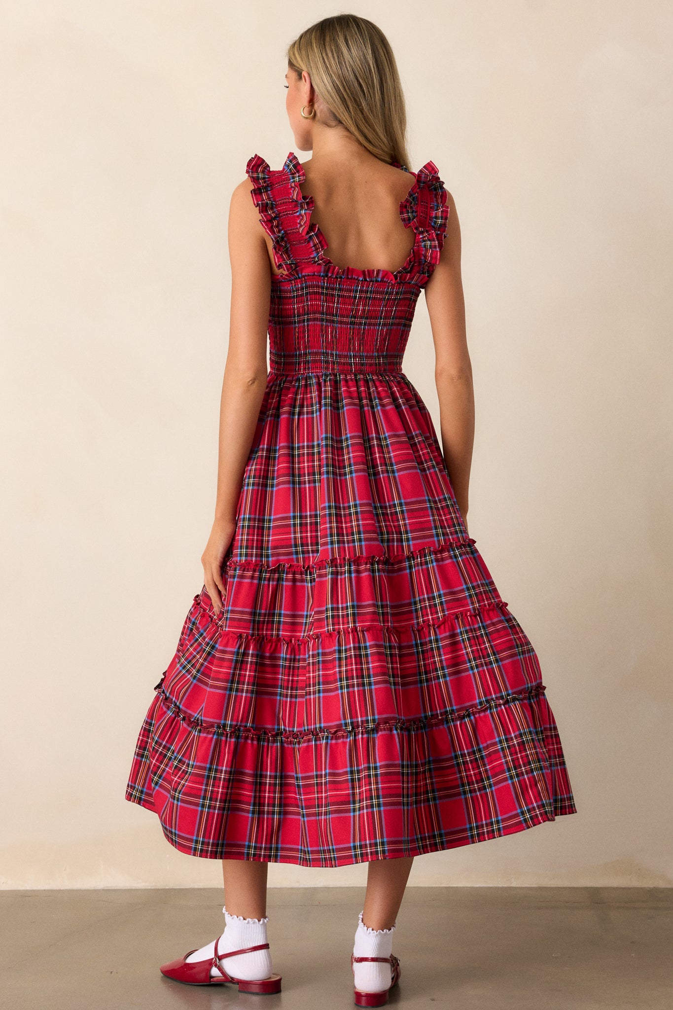 Pride And Joy Red Plaid Midi Dress