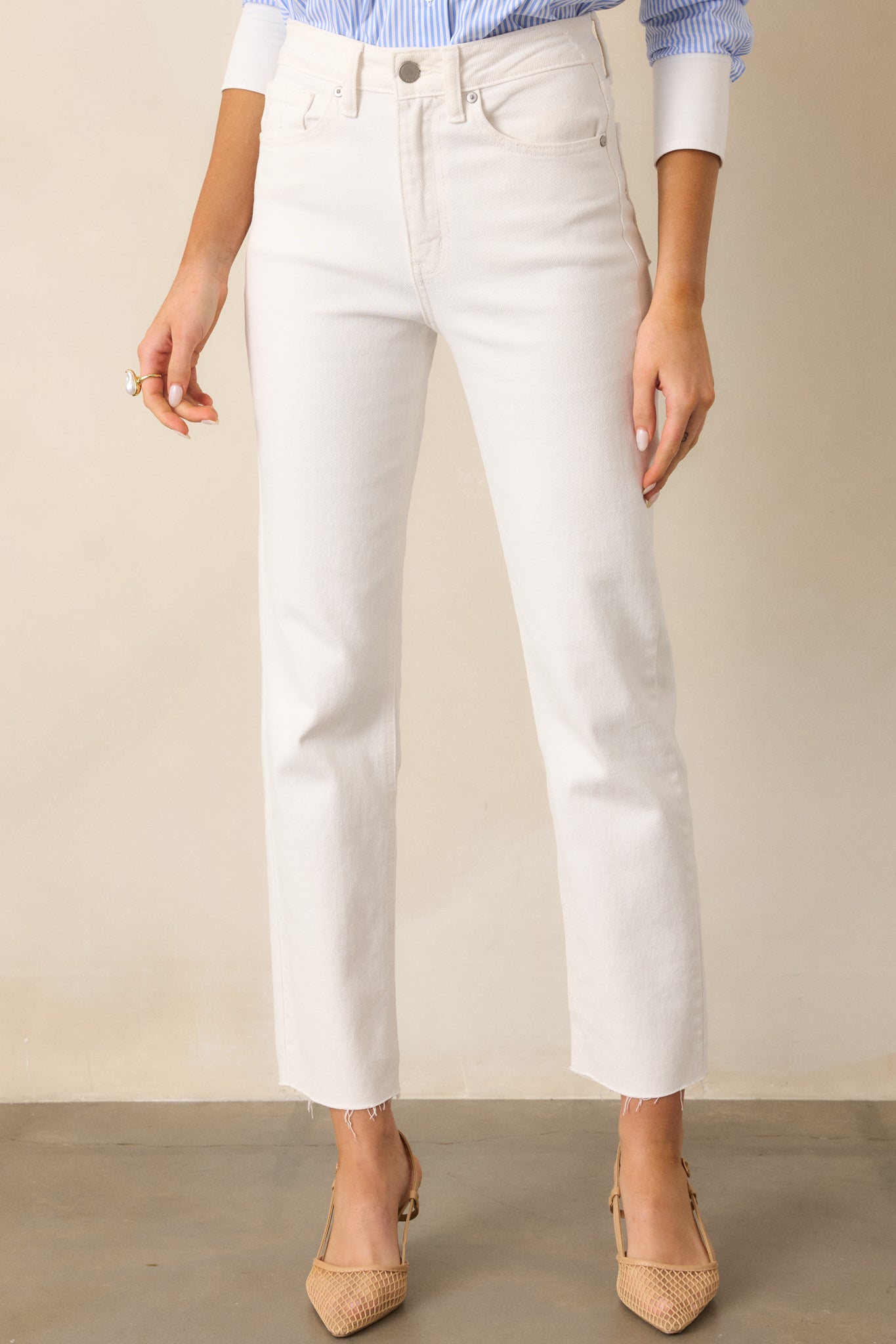 High Standards Washed White Cropped Straight Jeans (RESTOCK ETA JANUARY)