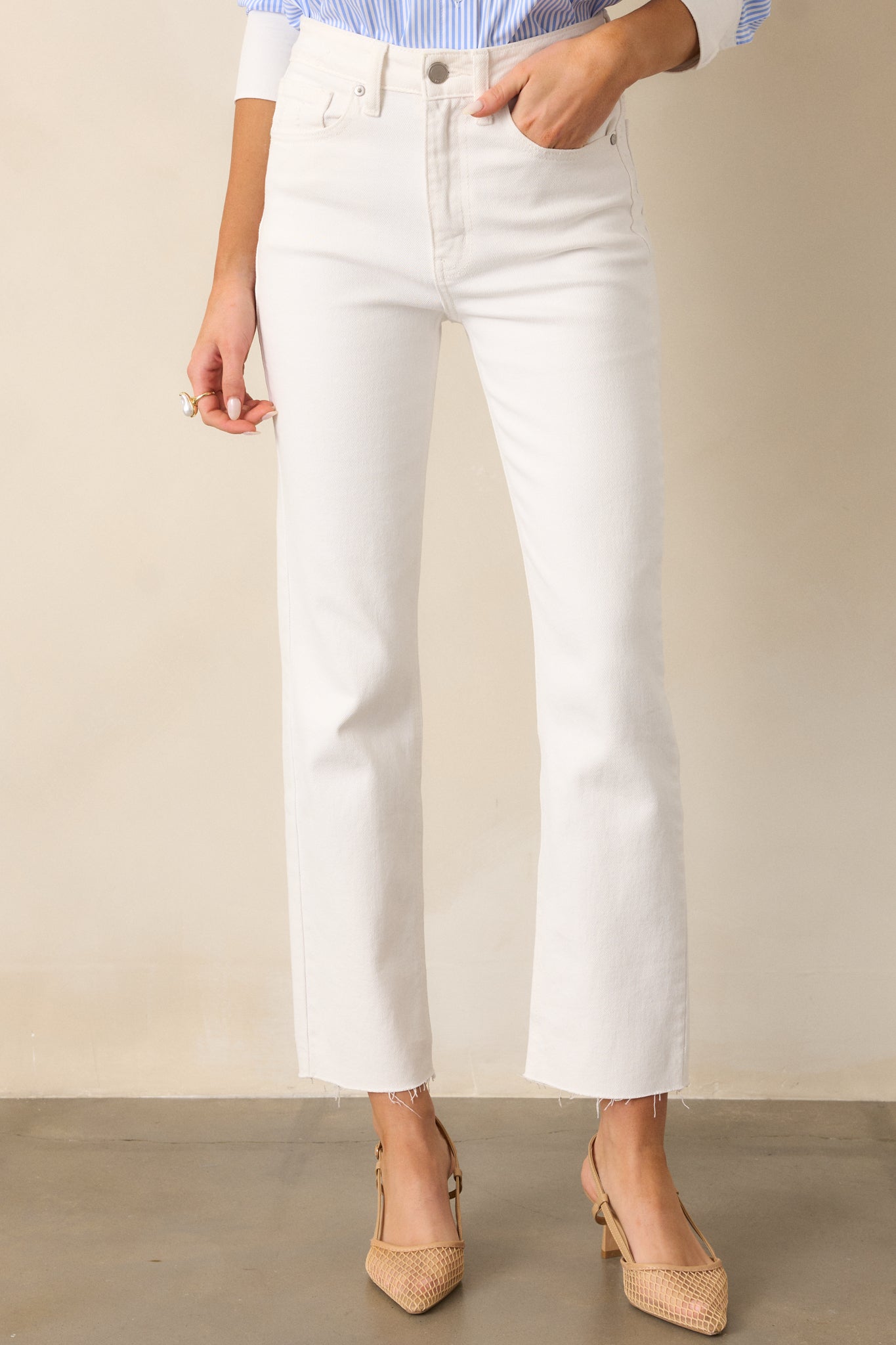 High Standards Washed White Cropped Straight Jeans (RESTOCK ETA JANUARY)