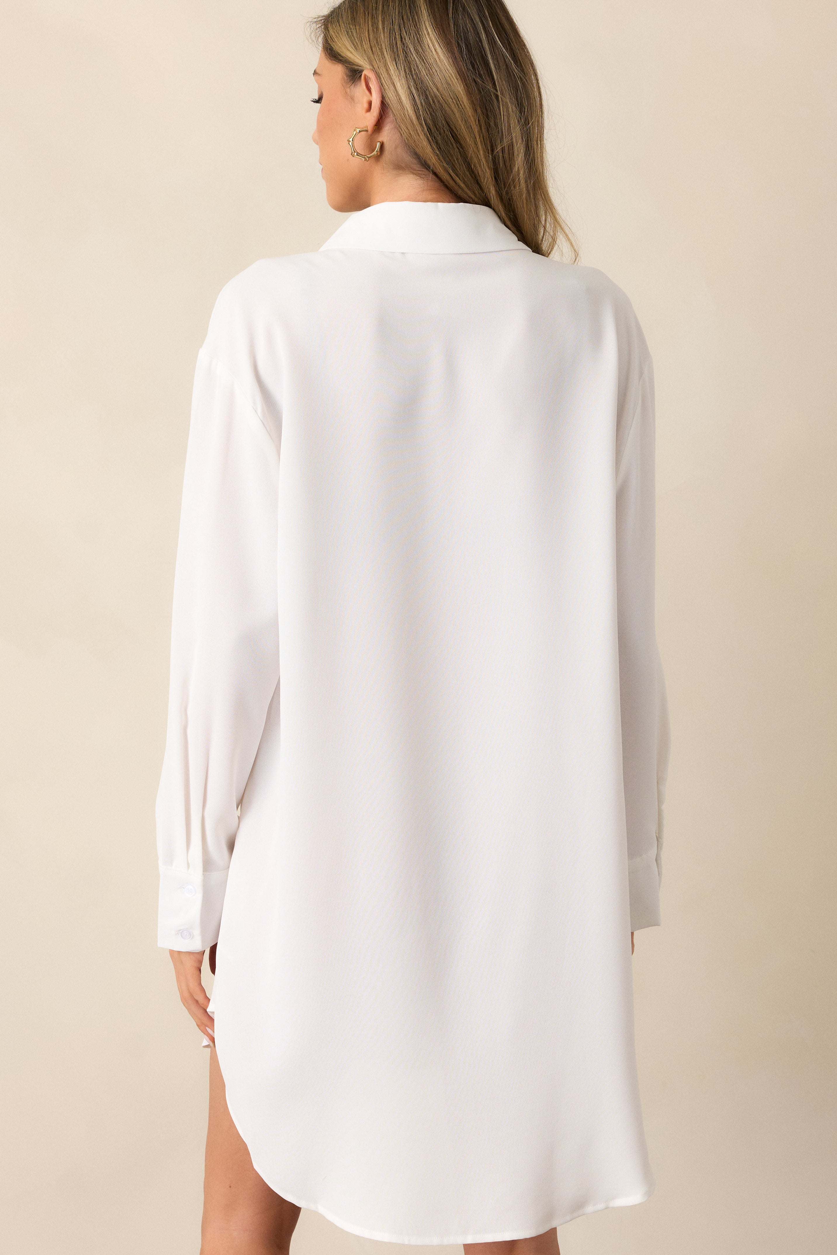 My Everything White Button Front Shirt Dress