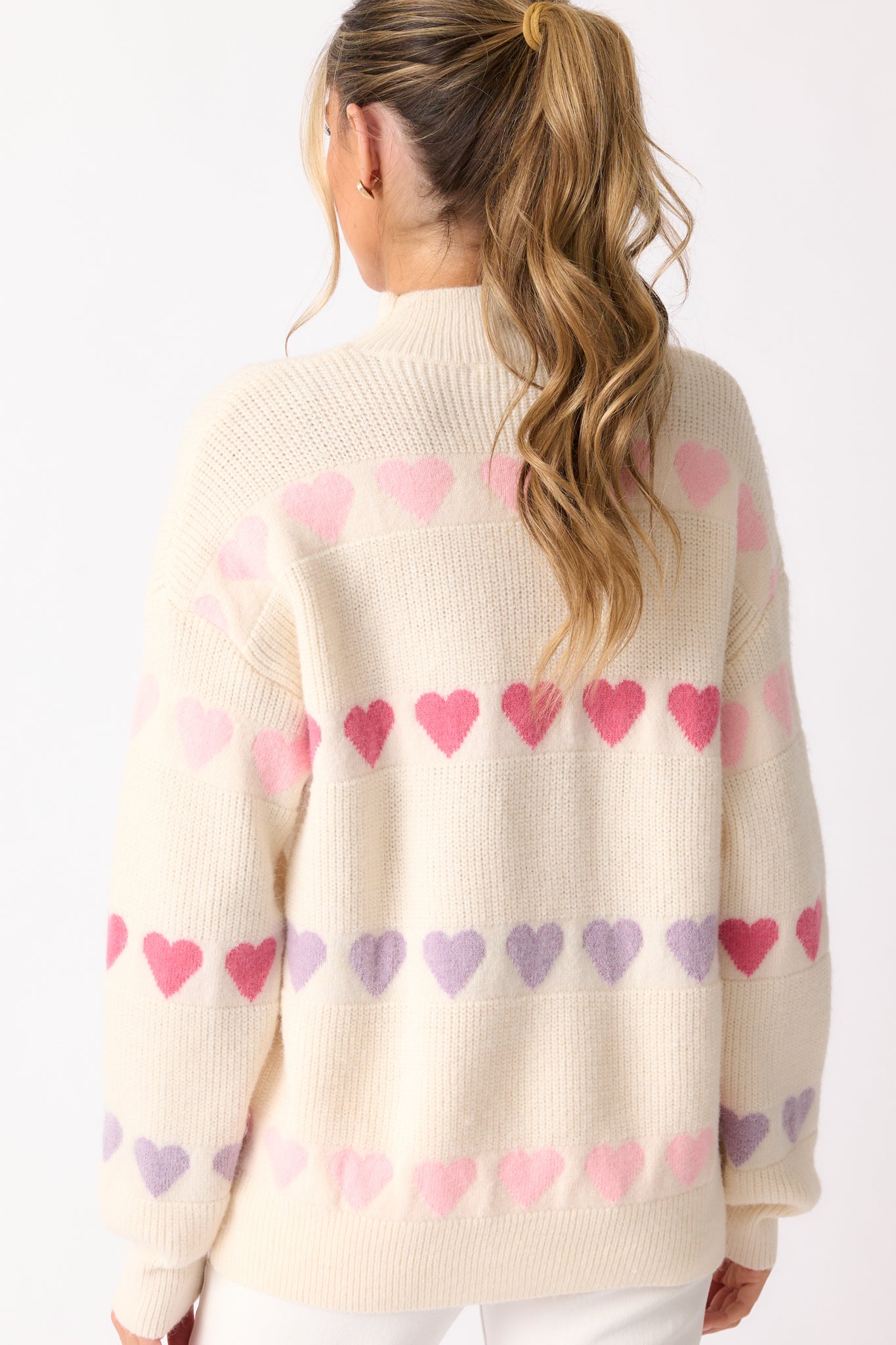 Hearts In Your Eyes Ivory Mock Neck Sweater