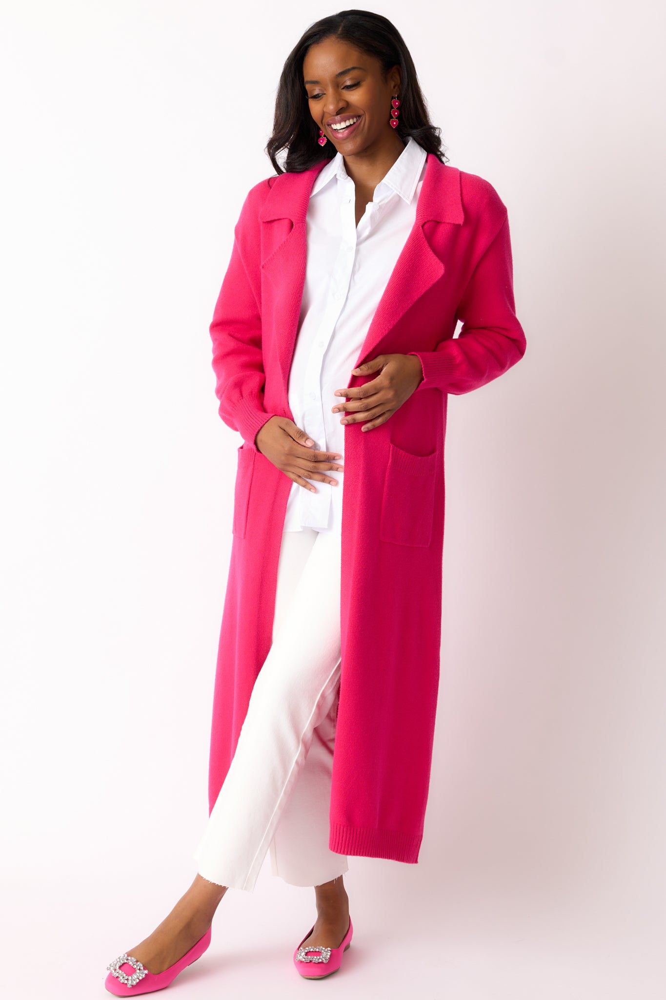 Shopping Around Hot Pink Longline Cardigan