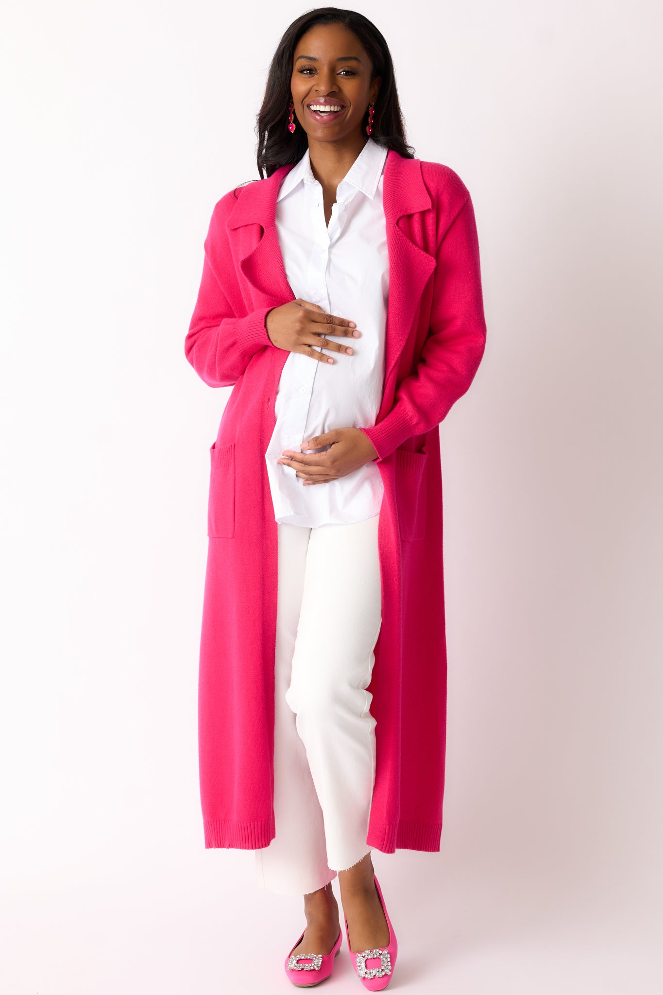 Shopping Around Hot Pink Longline Cardigan