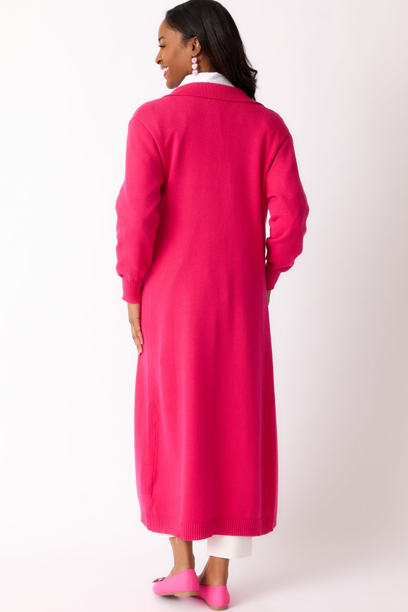 Shopping Around Hot Pink Longline Cardigan