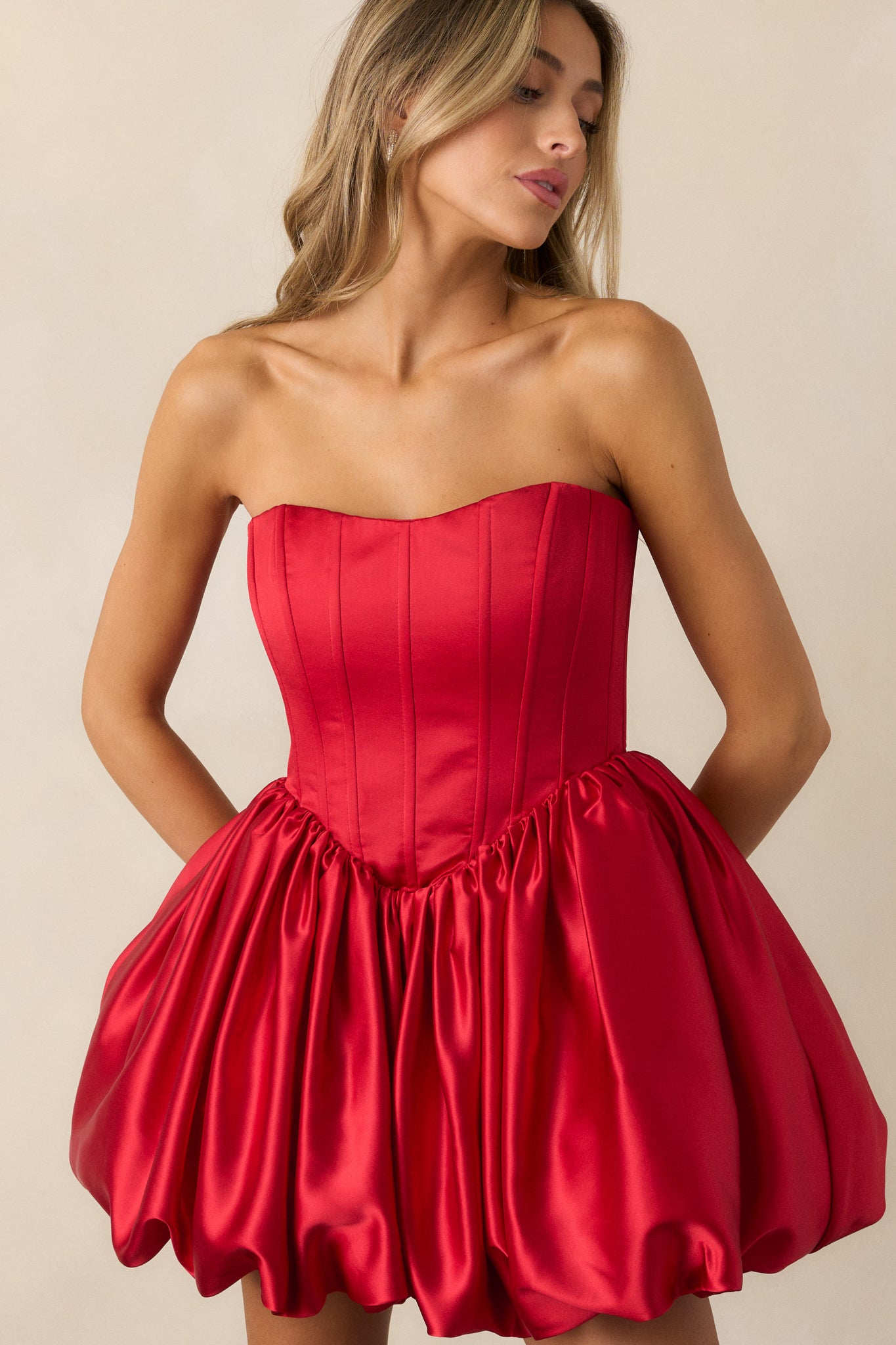 Love Letters Red Corset Bubble Mini Dress