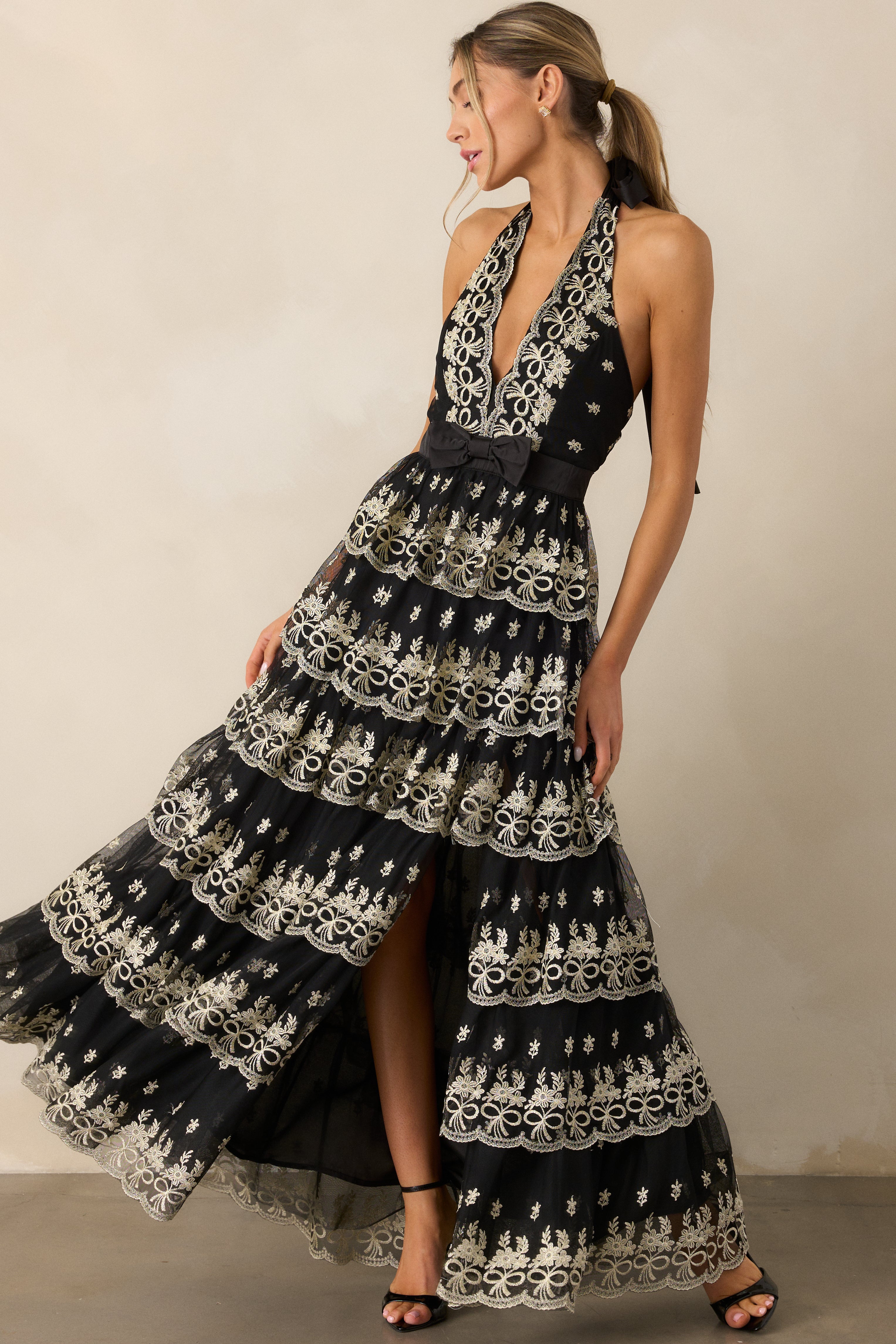 Dancing Under The Stars Black Tiered Maxi Dress