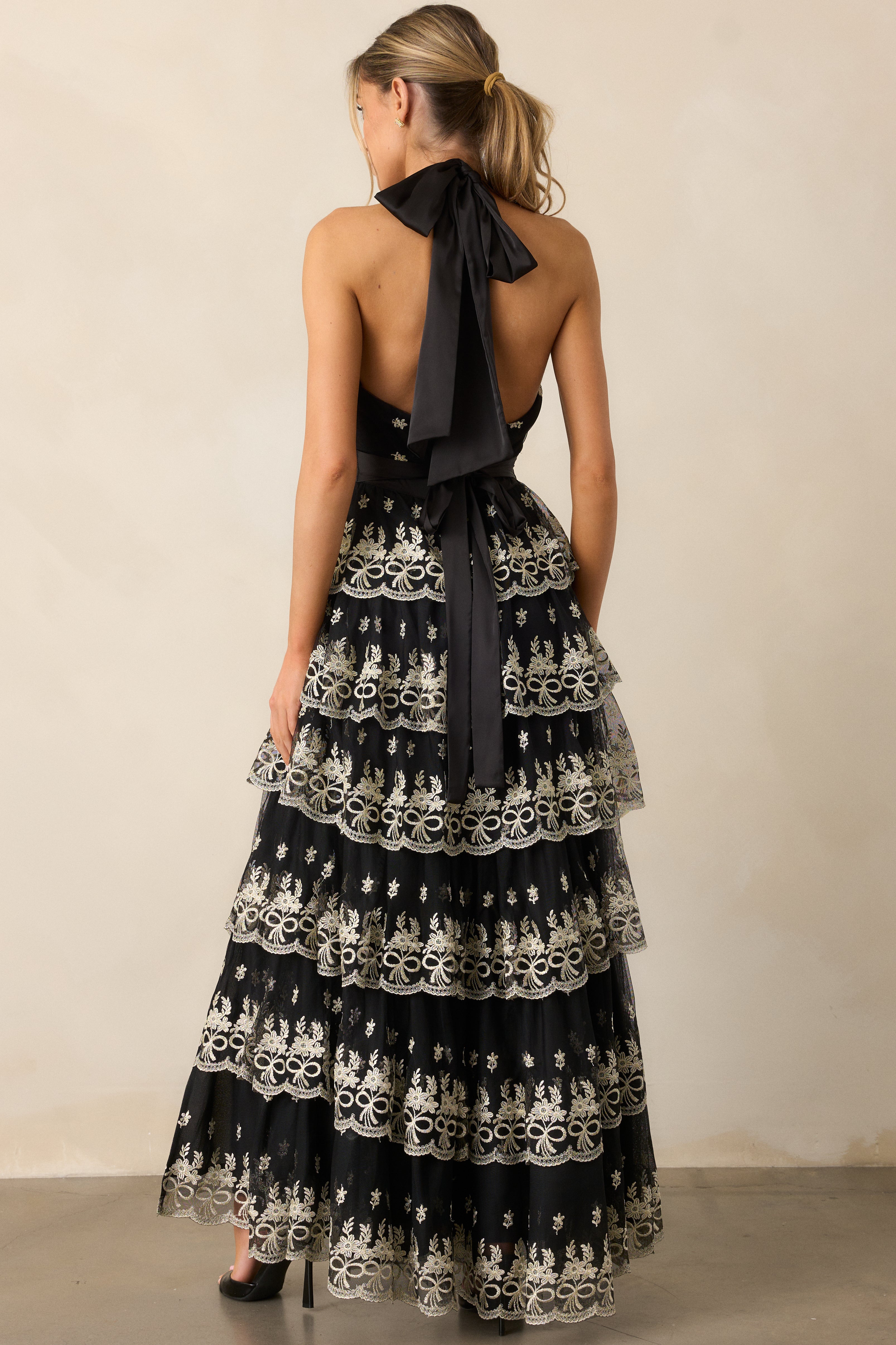 Dancing Under The Stars Black Tiered Maxi Dress