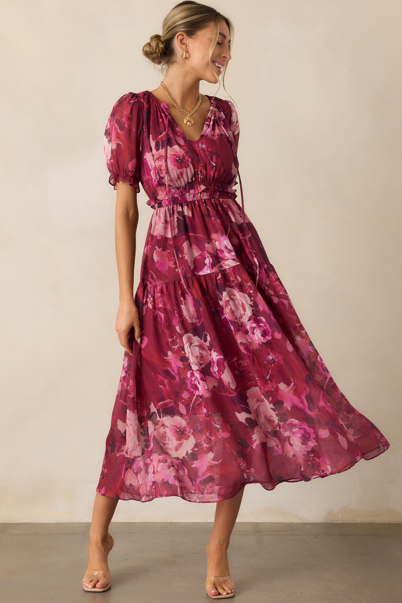 Meadows Call Berry Floral Maxi Dress