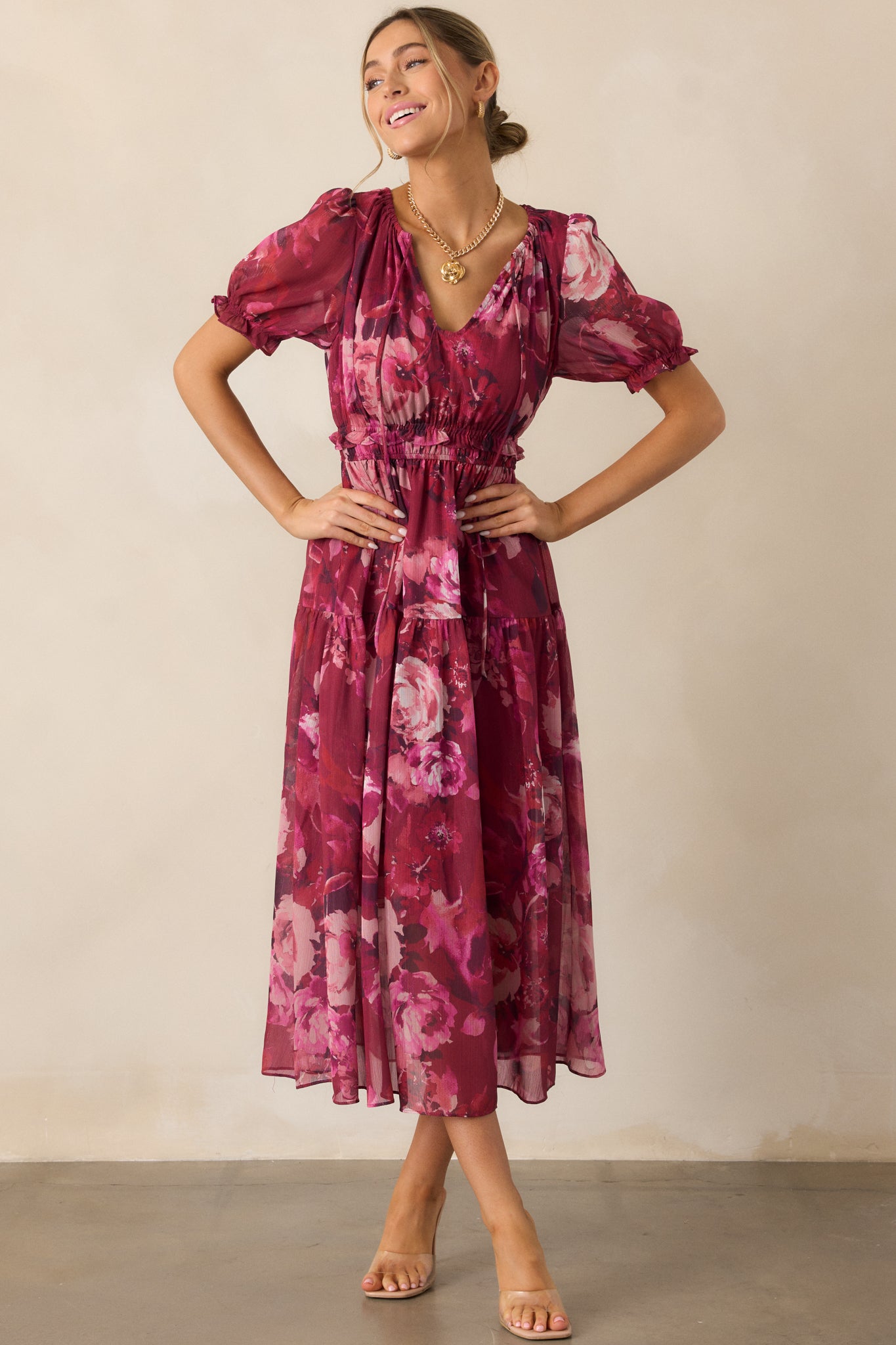 Meadows Call Berry Floral Maxi Dress