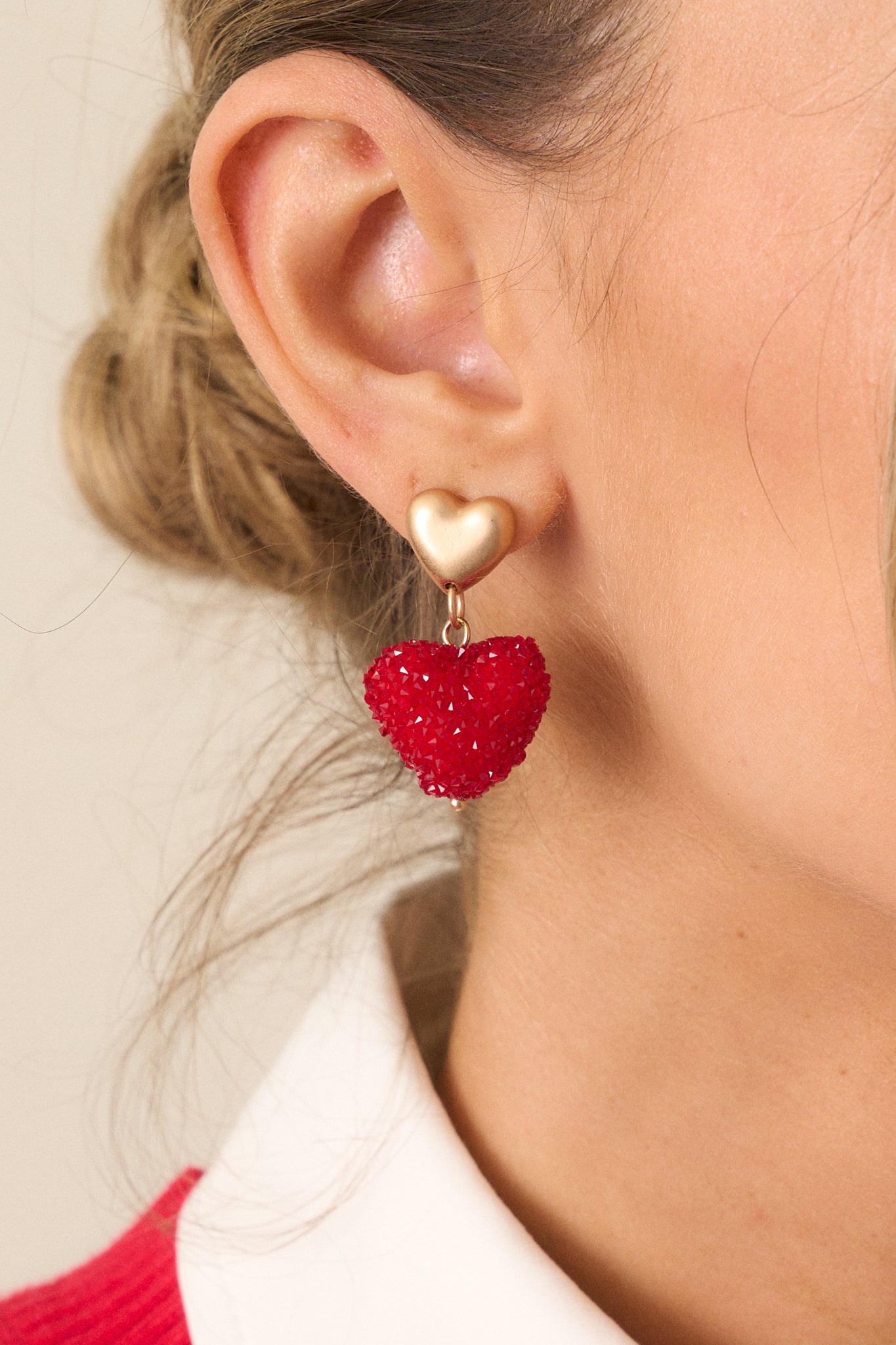 Sugar Coated Red Heart Dangle Earrings