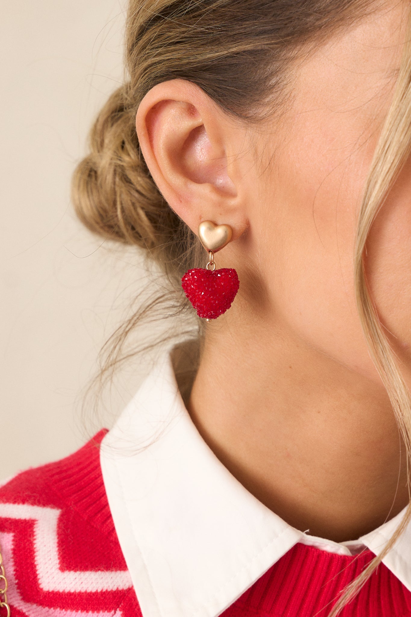 Sugar Coated Red Heart Dangle Earrings