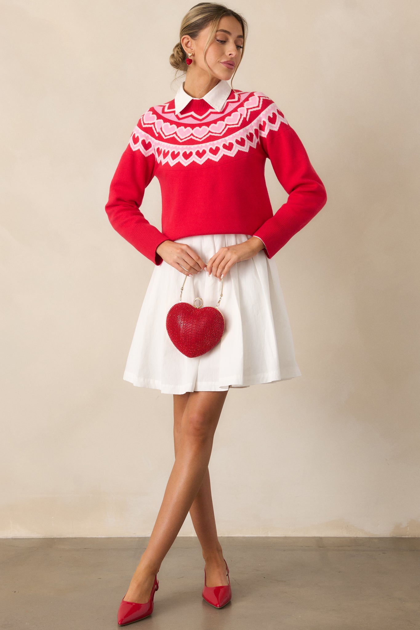 Paper Hearts Red Mock Neck Sweater