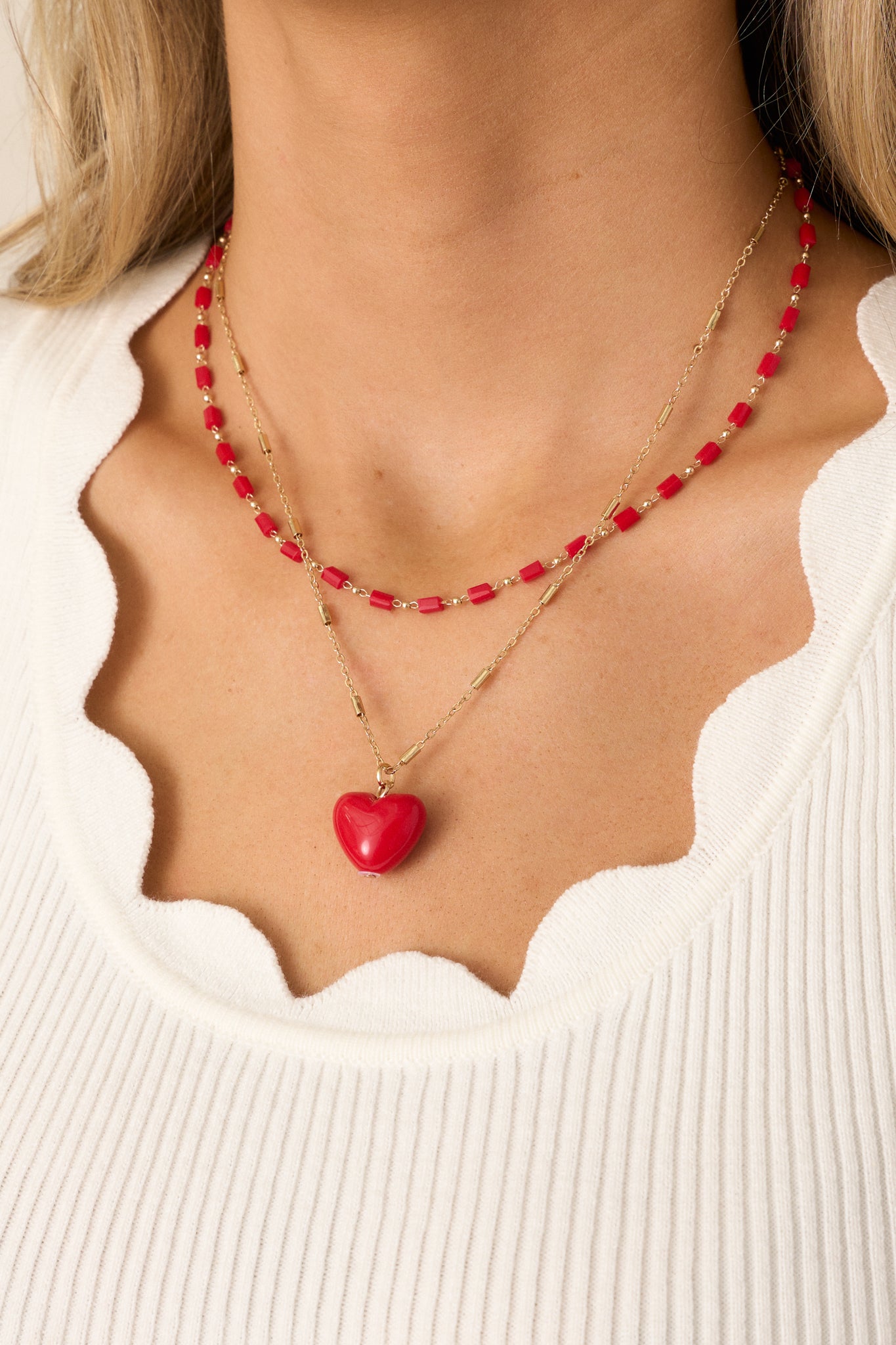 Keep Up Red Heart Pendant Necklace