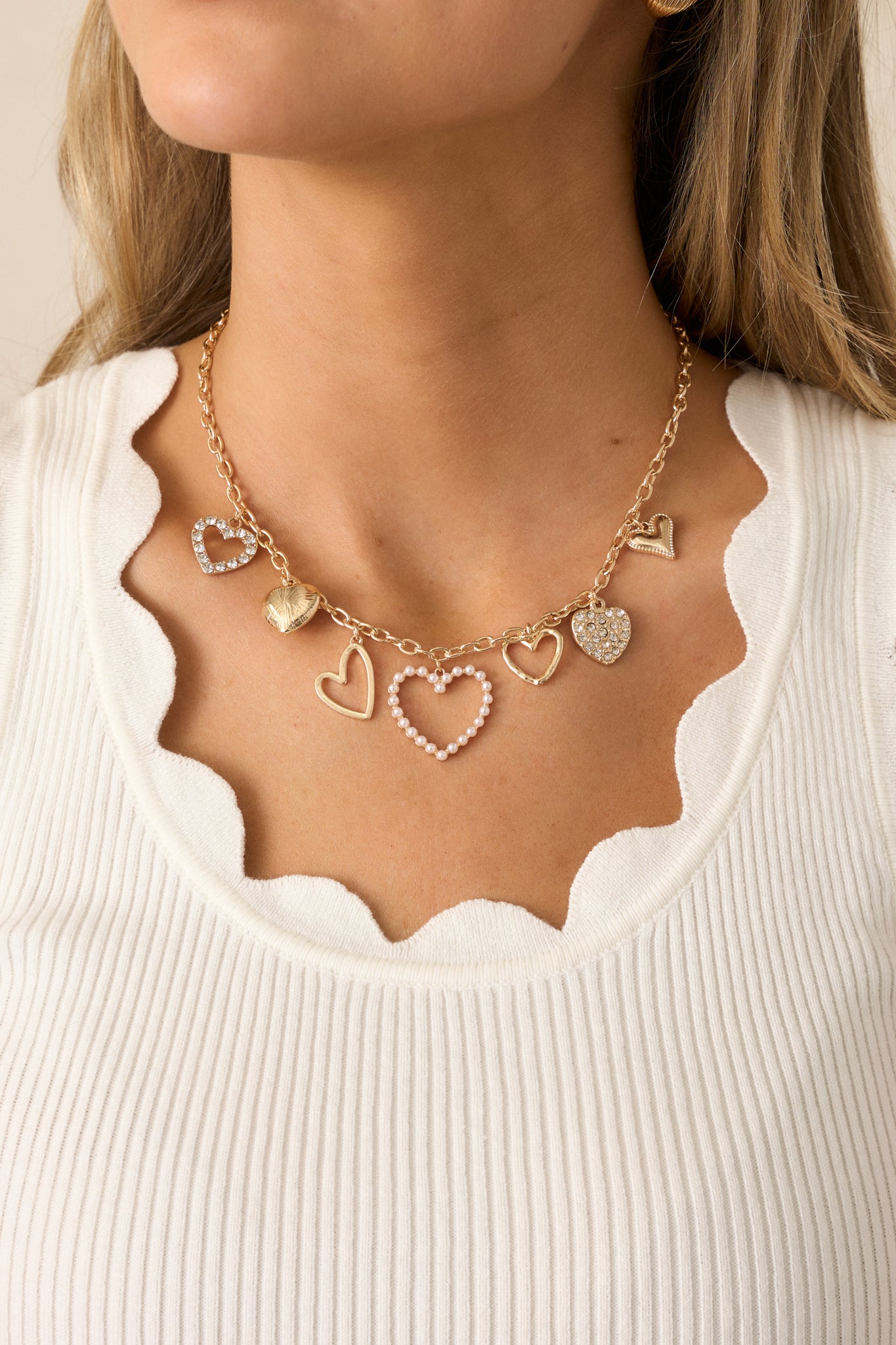 Glistening Heart Gold Heart Charm Necklace