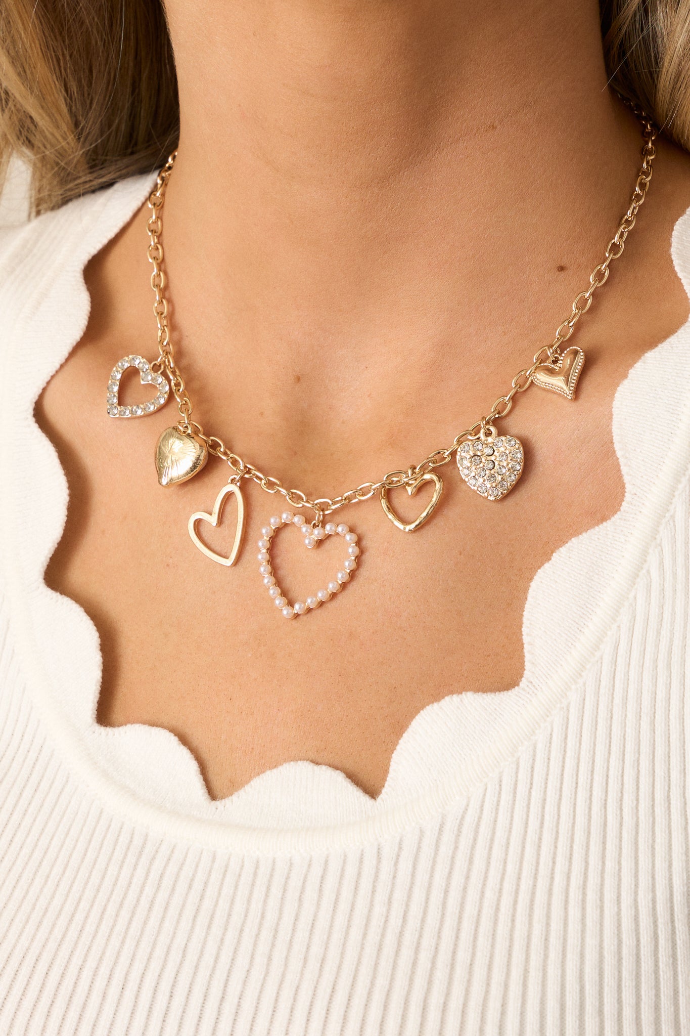 Glistening Heart Gold Heart Charm Necklace