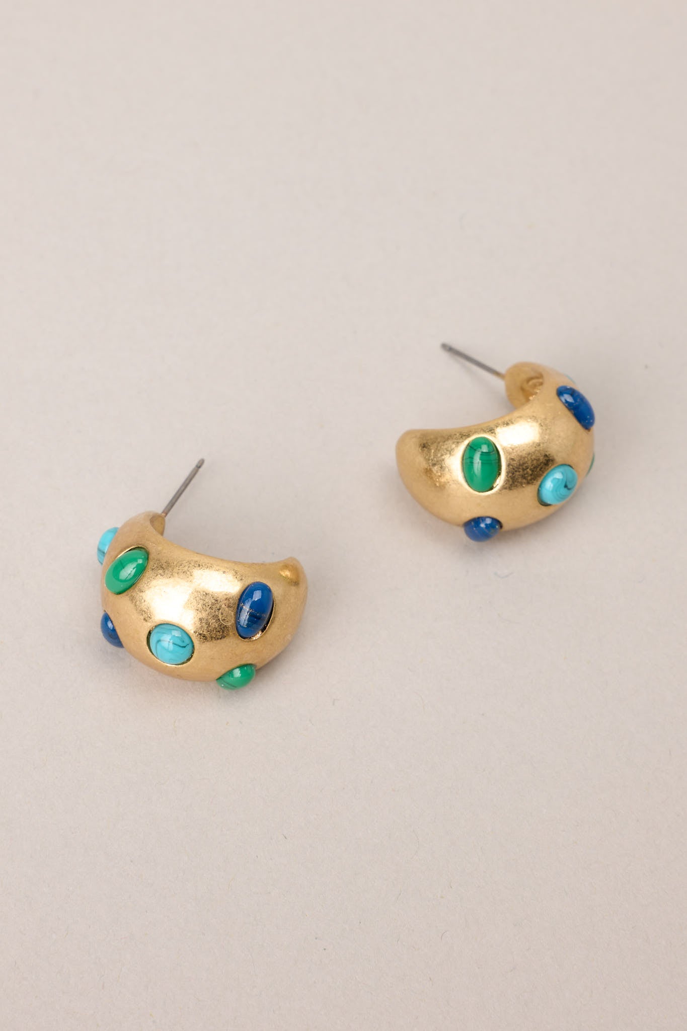 Sunshine Splash Turquoise Embedded Gold Hoop Earrings