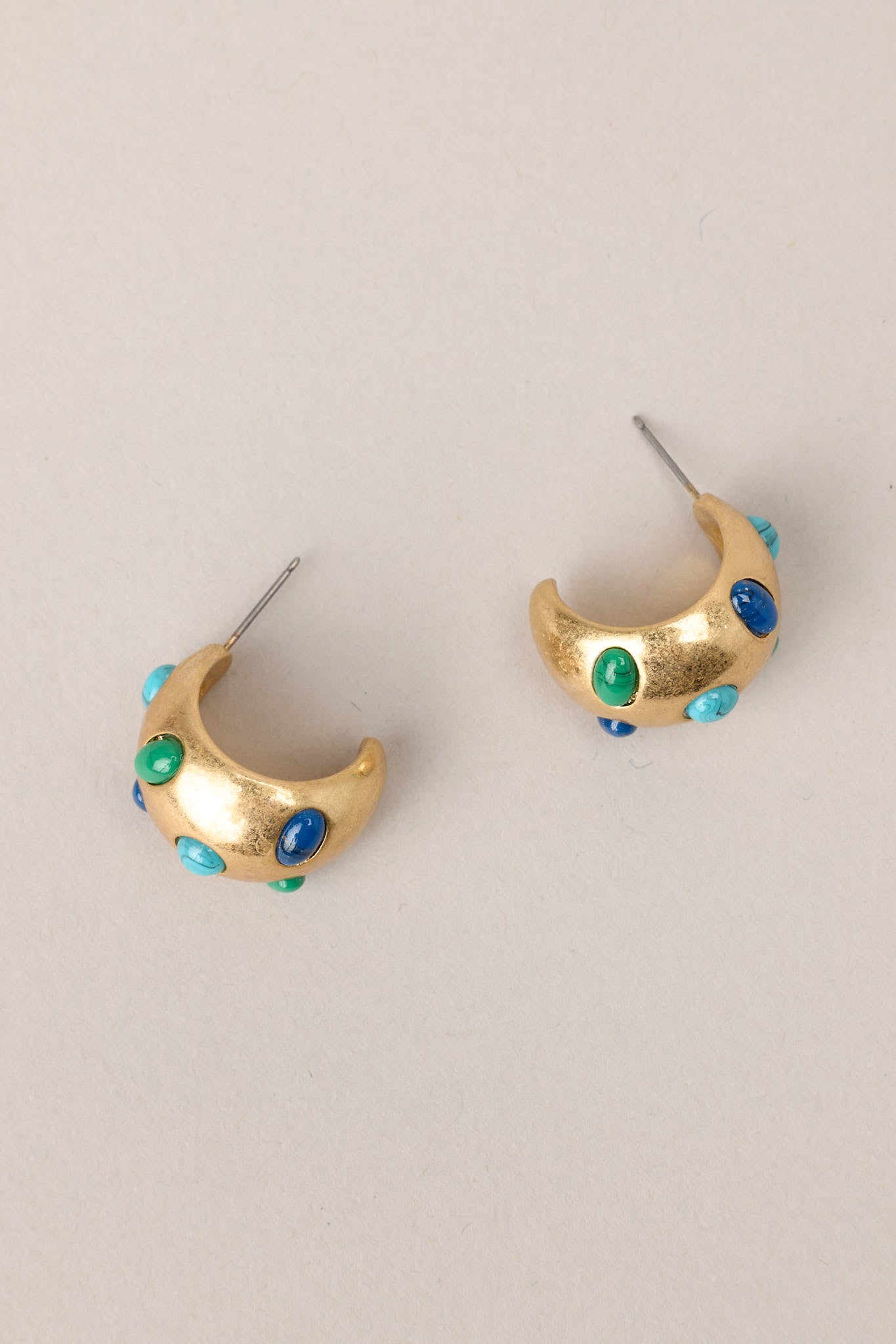 Sunshine Splash Turquoise Embedded Gold Hoop Earrings