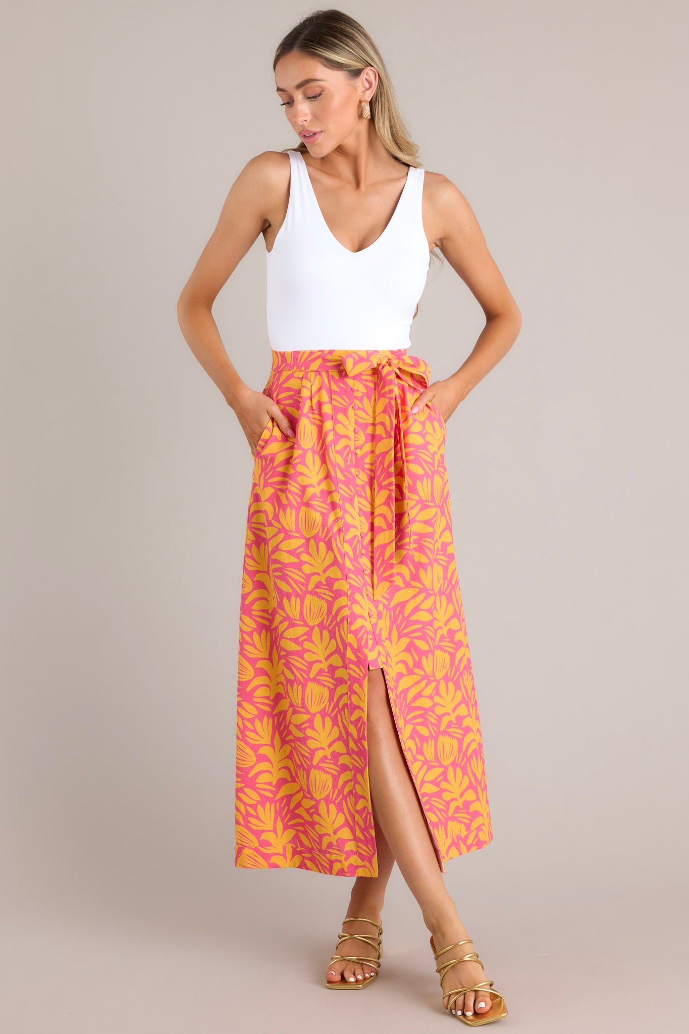 Full body view of  this skirt that features a high-waist design.