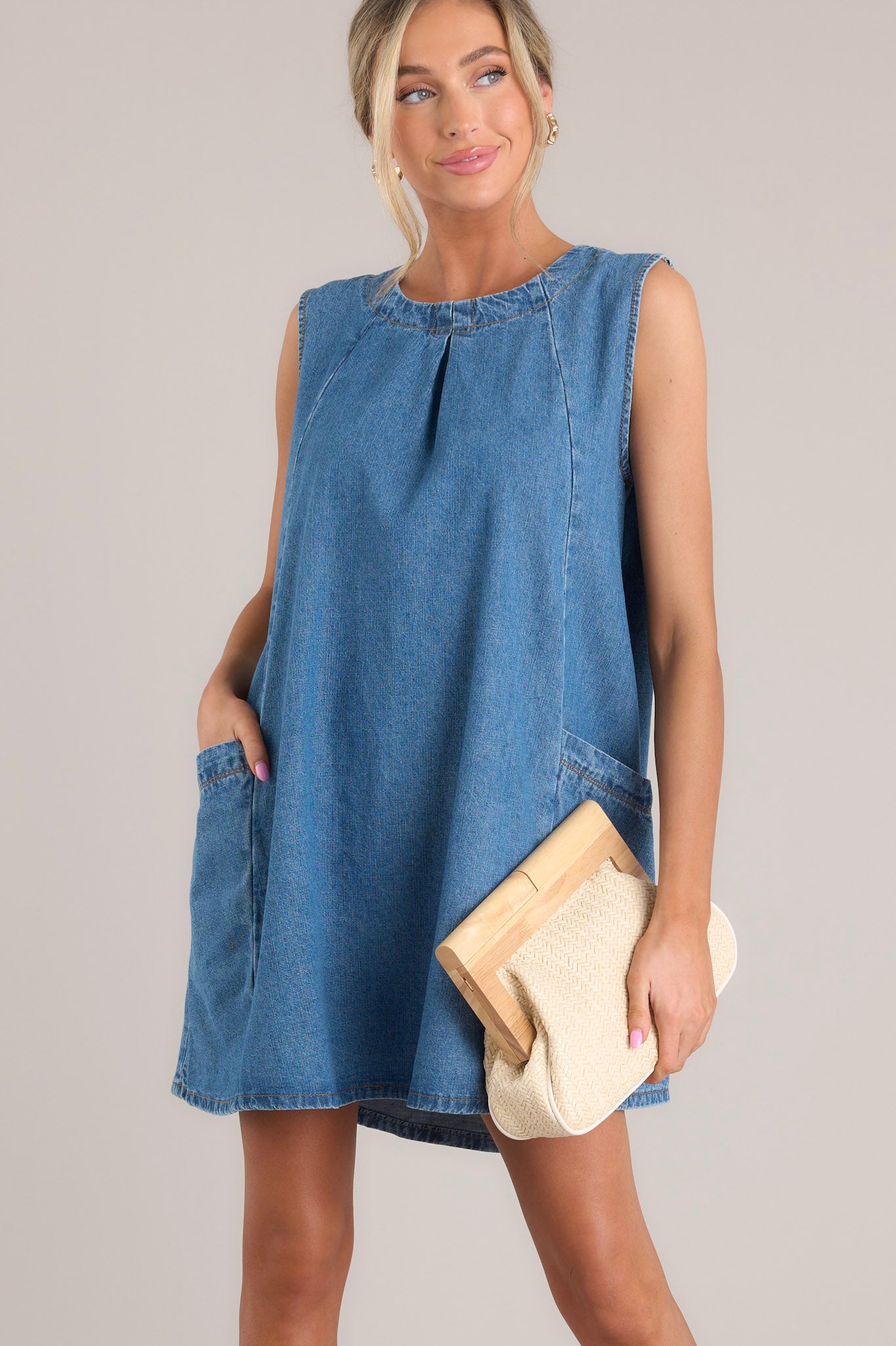 Rhythm Of Life Medium Wash Denim Mini Dress