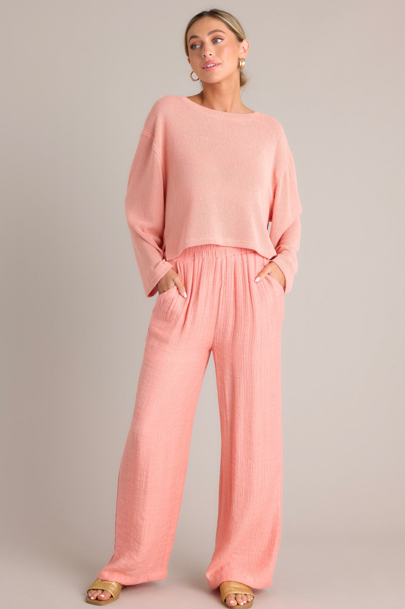 Cherish the Journey Peach Orange Gauze Pants